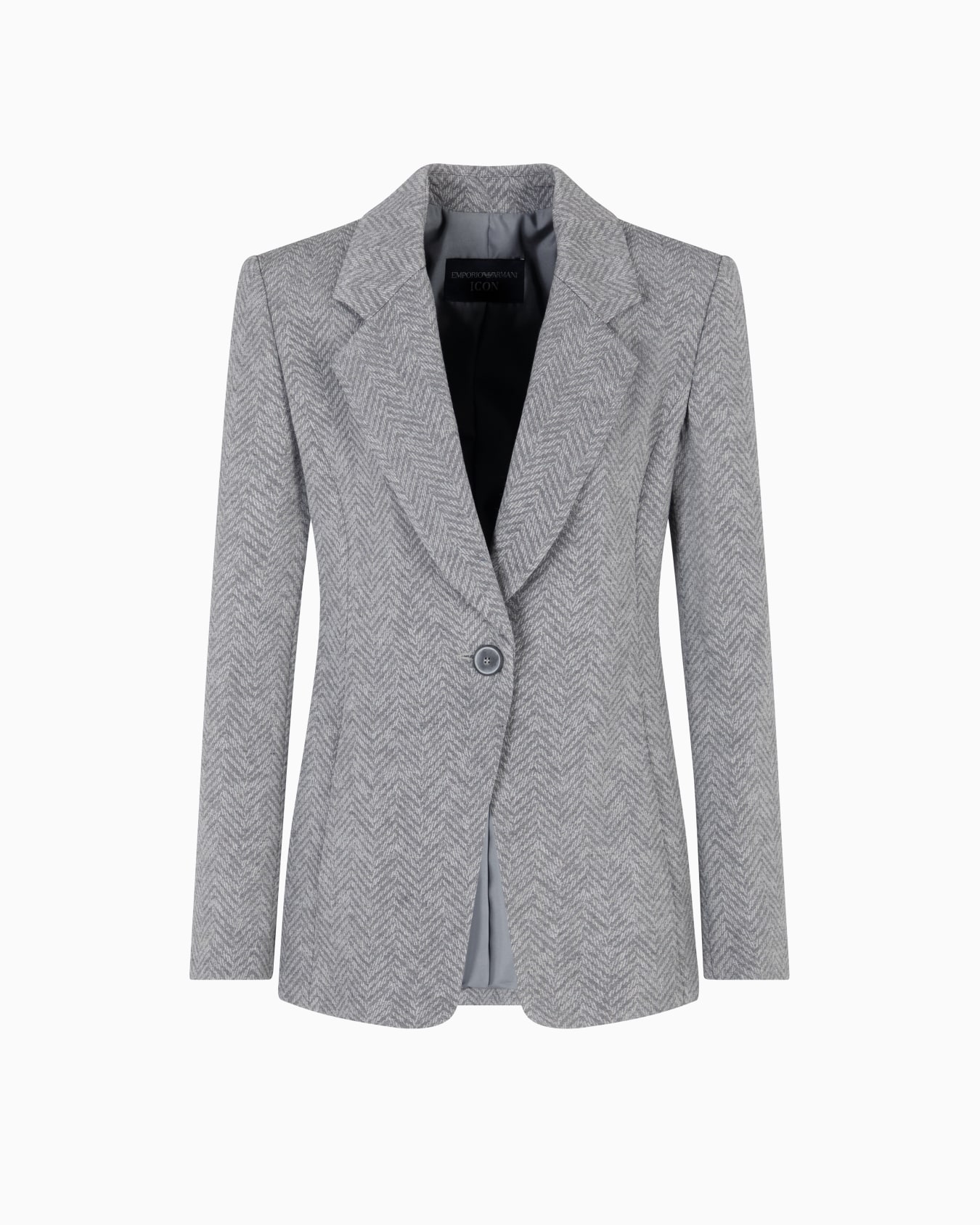 Blazer de abotonadura sencilla confeccionado en mezcla de viscosa con motivo chevrón Icon Diapositiva 0