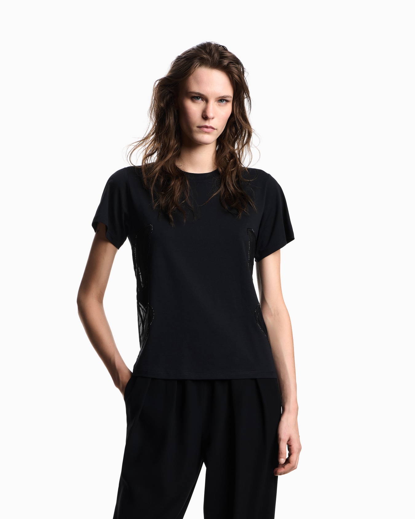 ASV Supima jersey T-shirt with tulle inserts Slide 3