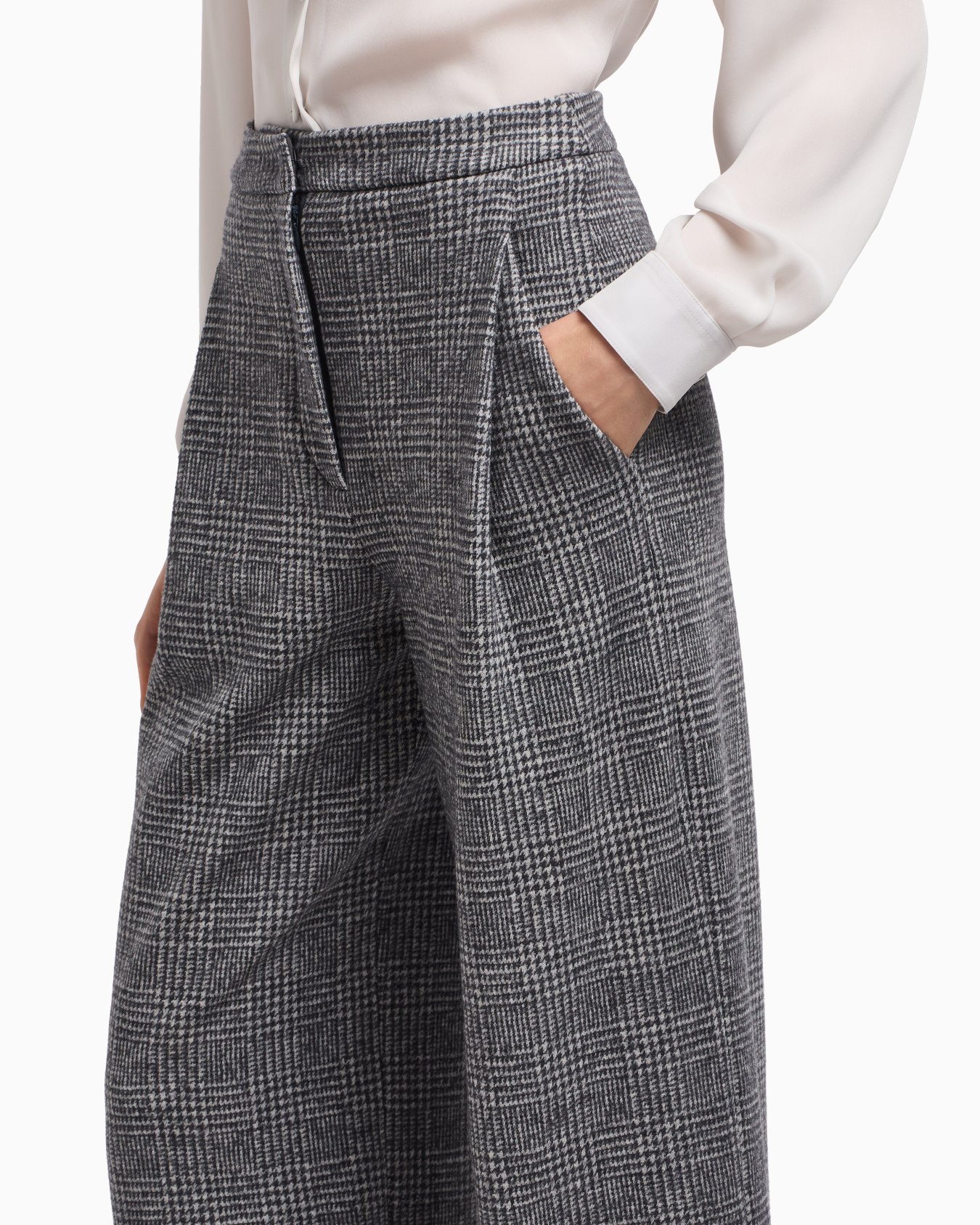 ASV Icon Prince of Wales check compact jersey-knit trousers with pleats Slide 5