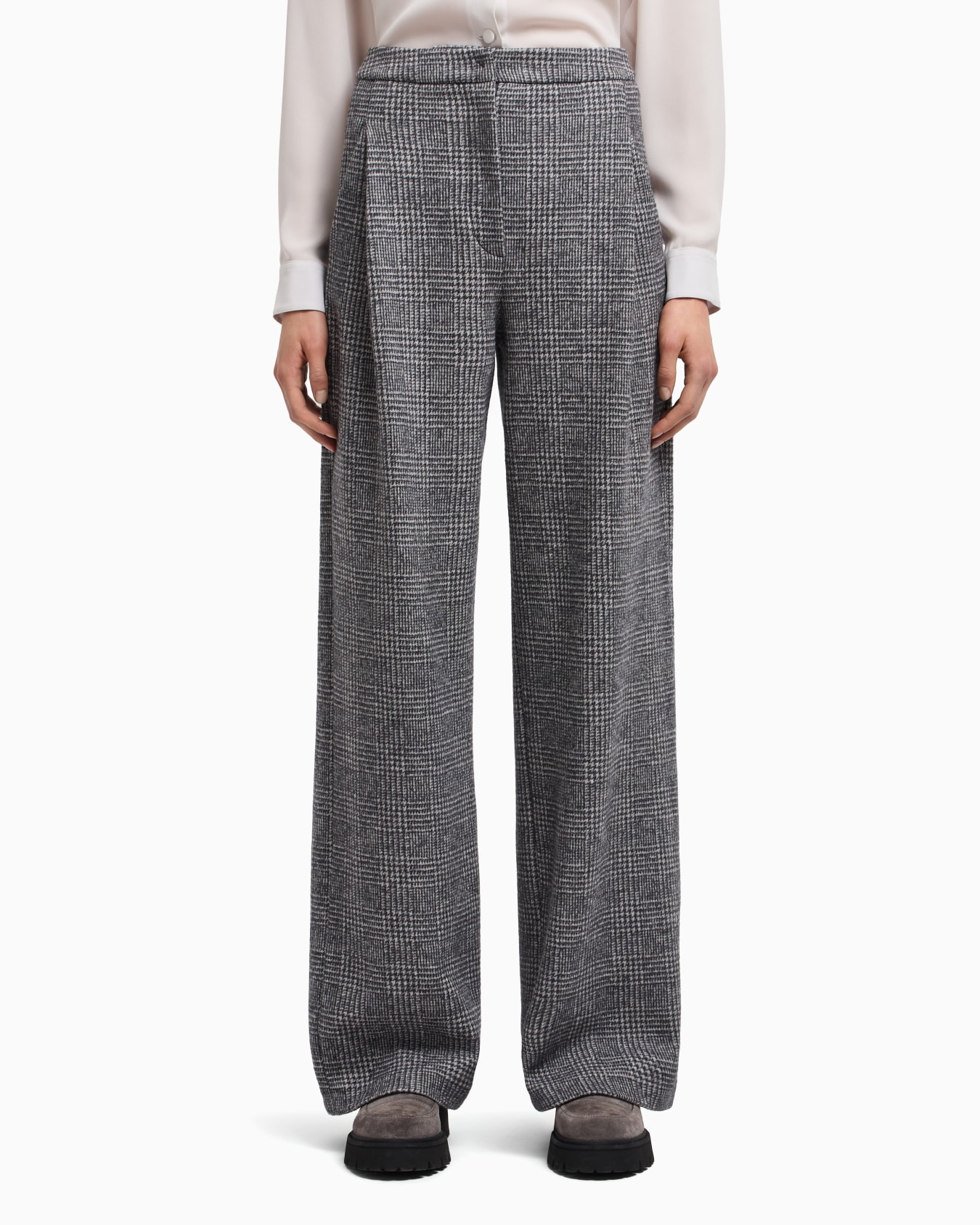 ASV Icon Prince of Wales check compact jersey-knit trousers with pleats Slide 4