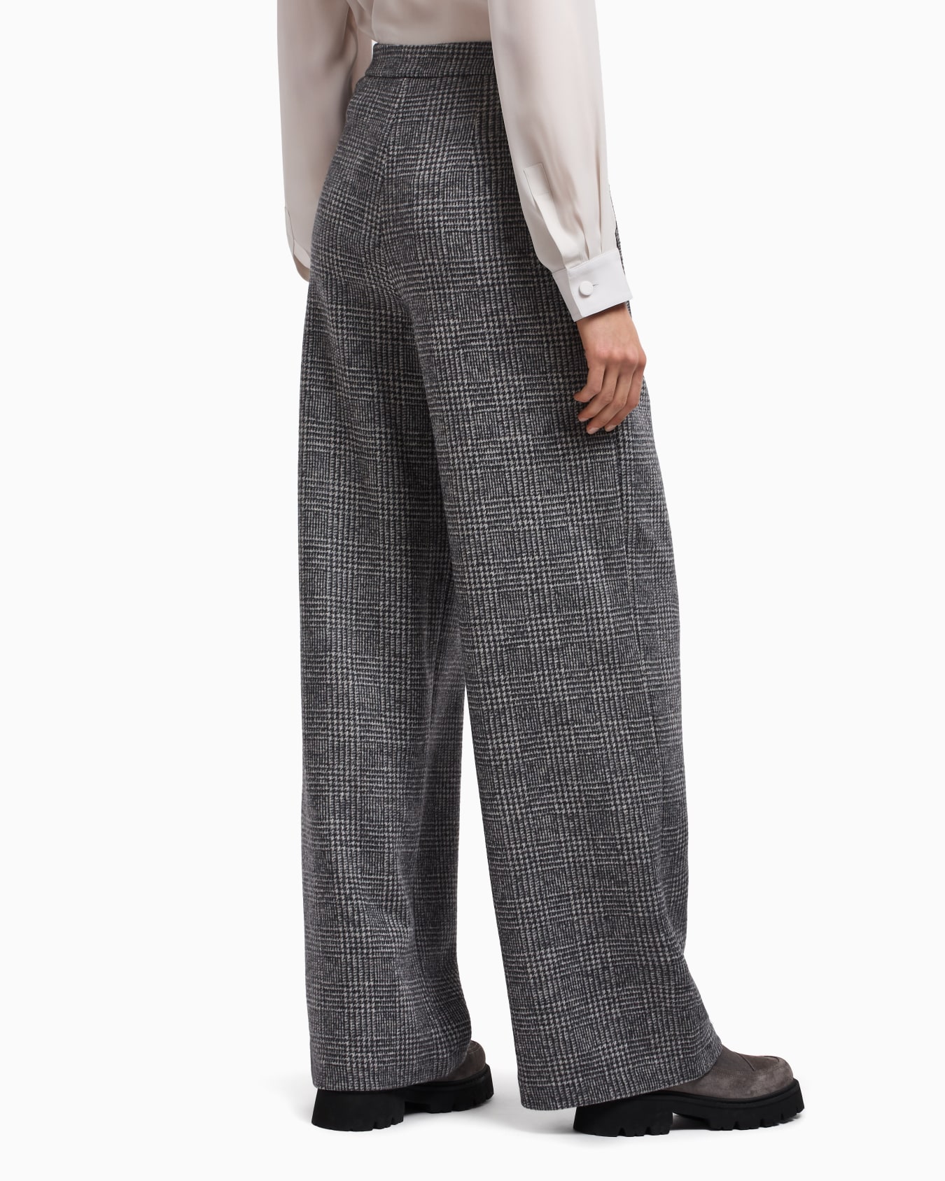 ASV Icon Prince of Wales check compact jersey-knit trousers with pleats Slide 3