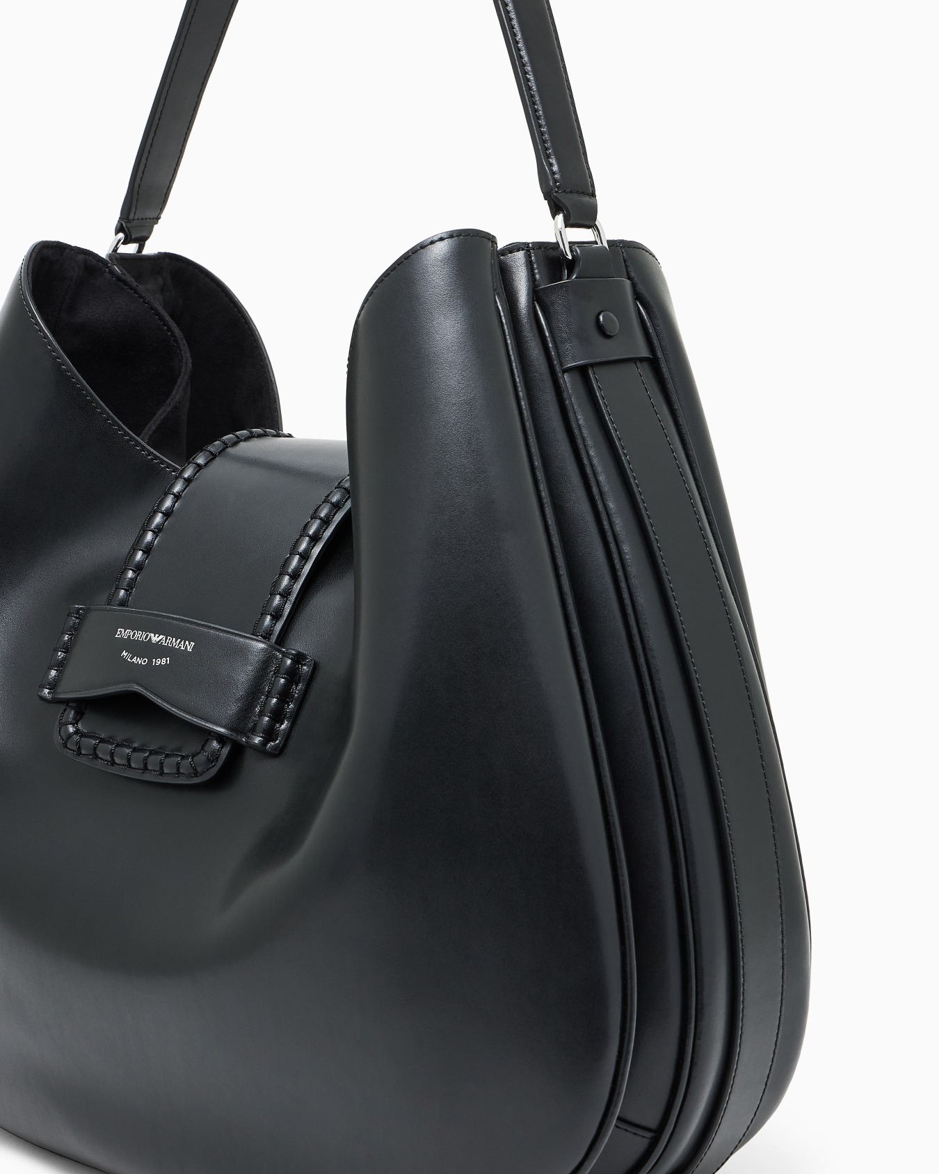 Large leather hobo shoulder bag with buckle  Slide 4
