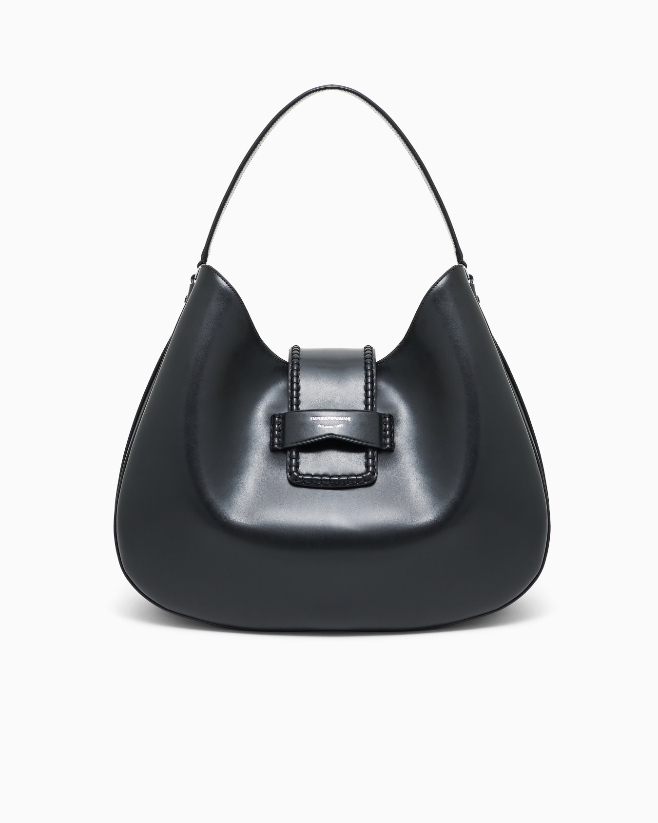 Large leather hobo shoulder bag with buckle  Slide 0