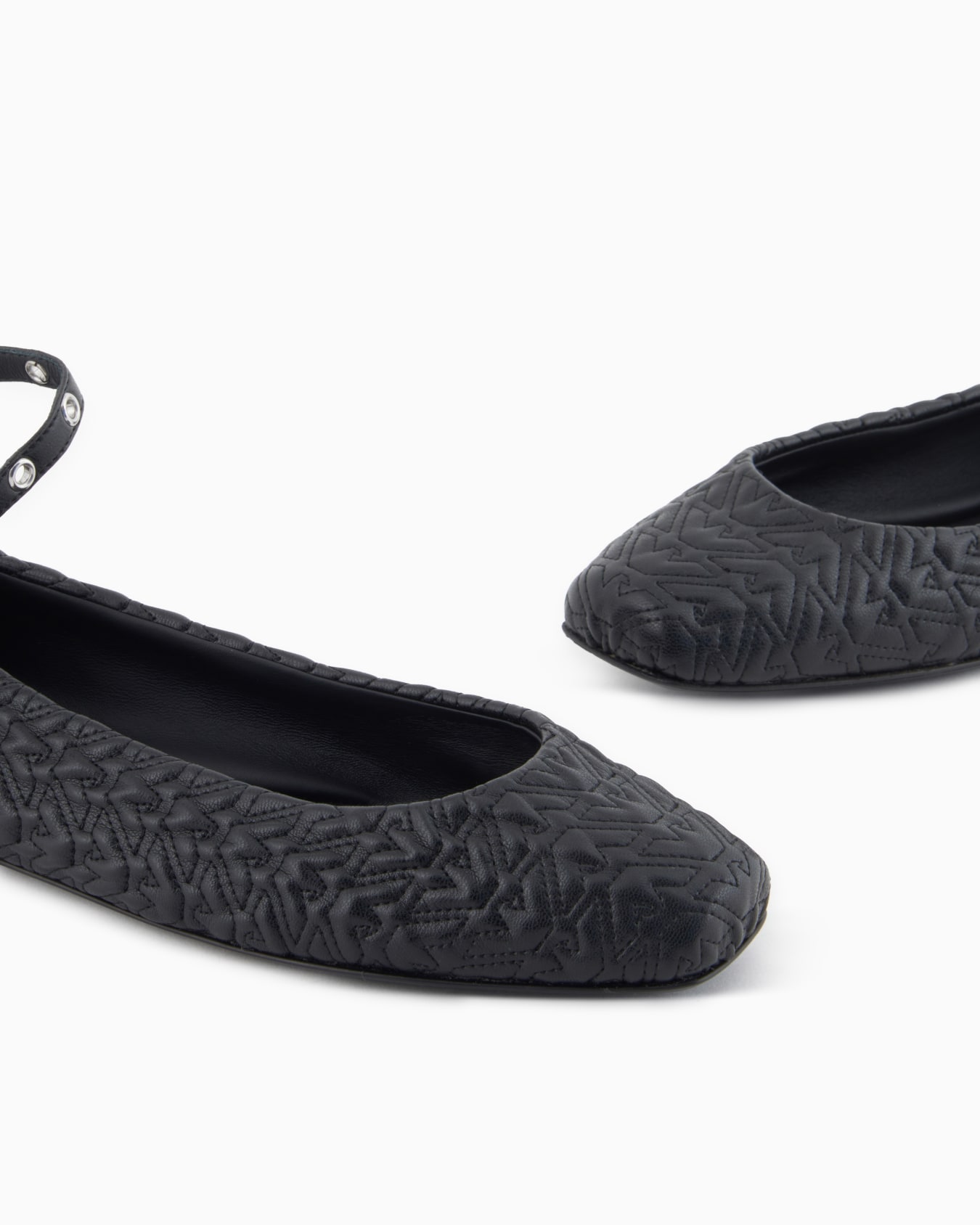 Embossed nappa leather-effect ballerinas with strap  Slide 4