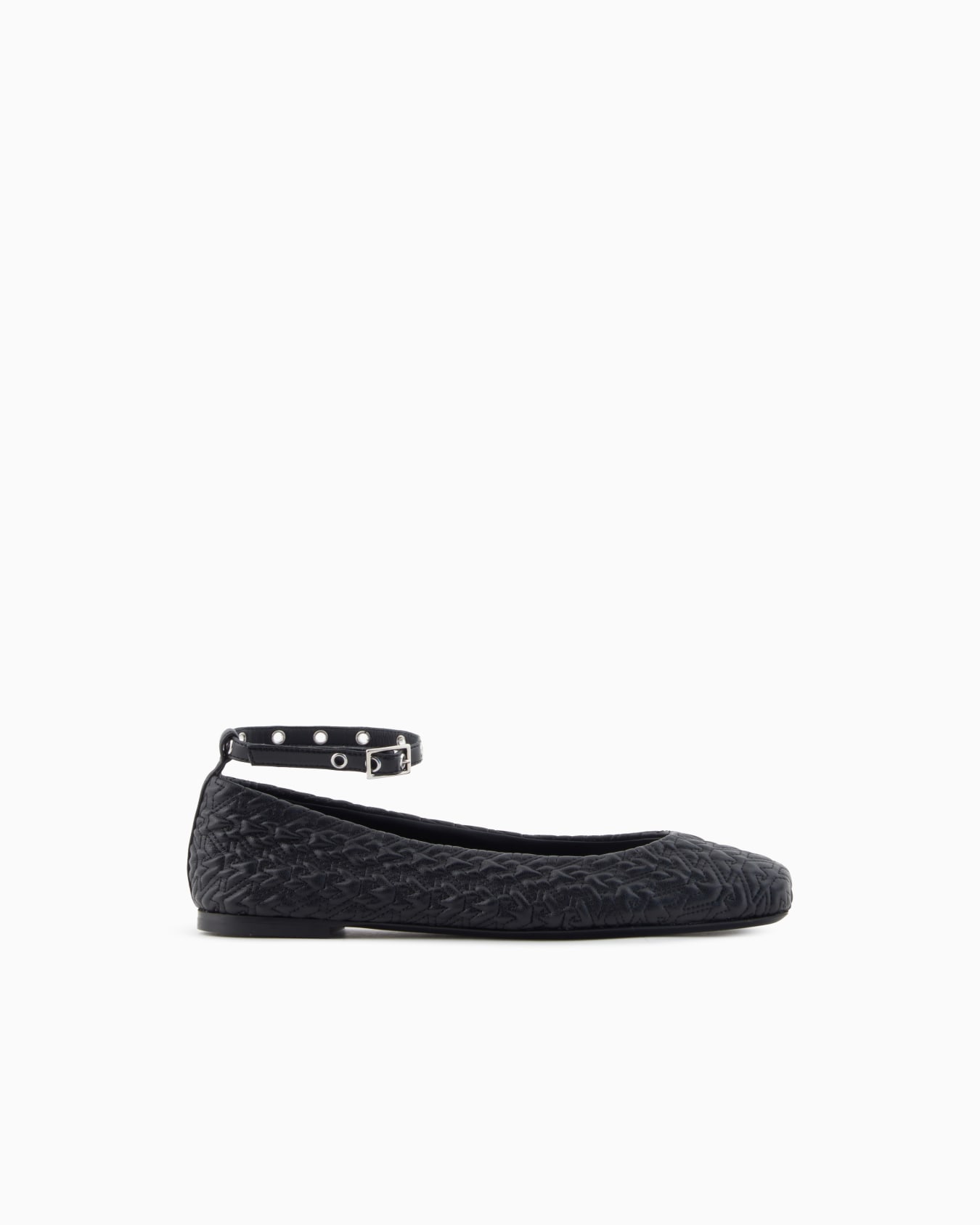 Embossed nappa leather-effect ballerinas with strap  Slide 0