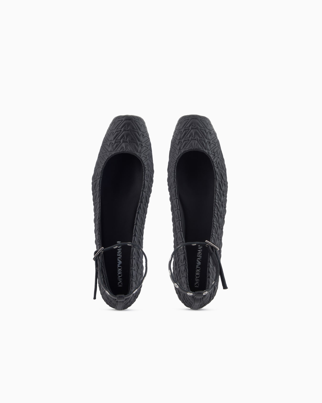 Embossed nappa leather-effect ballerinas with strap  Slide 2