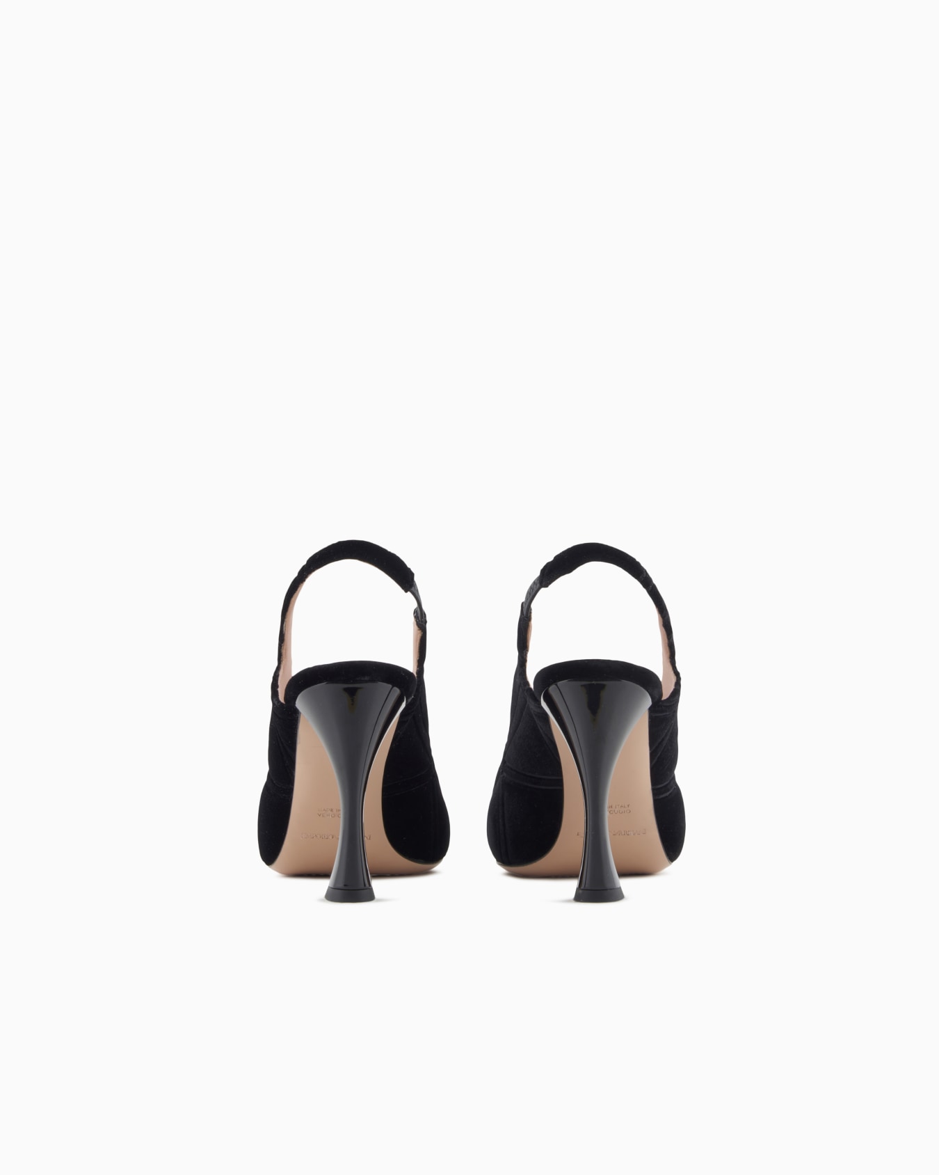 Embossed motif velvet slingback court shoes Slide 3