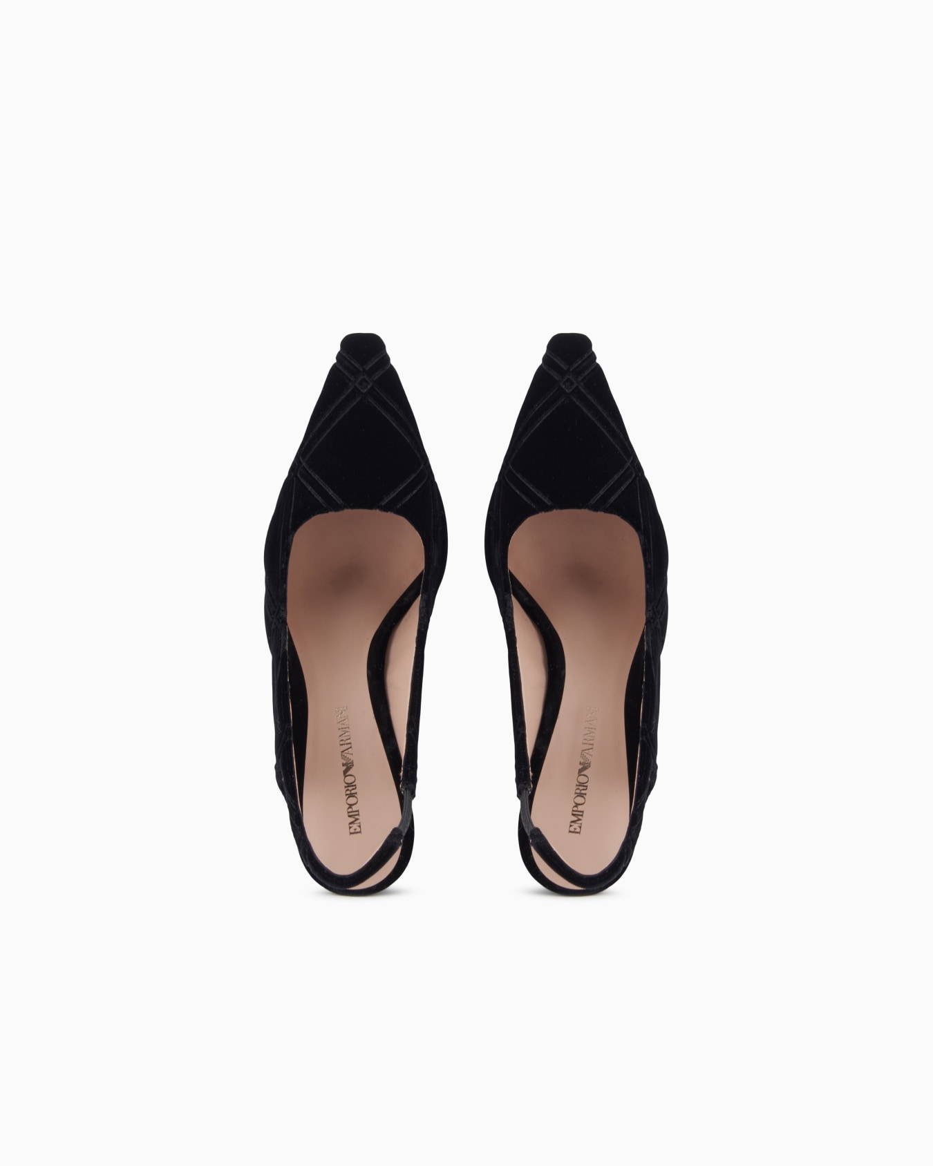 Embossed motif velvet slingback court shoes Slide 2