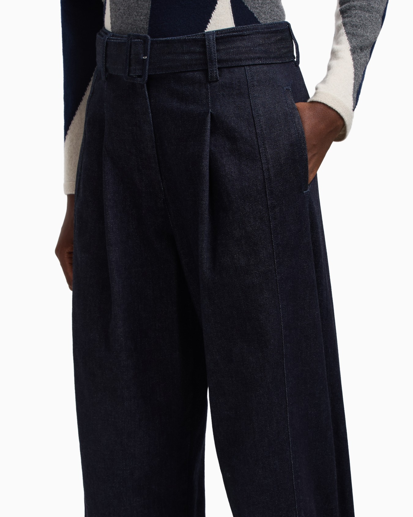 Pantalon à pinces avec ceinture en denim Icon Diapositive 4