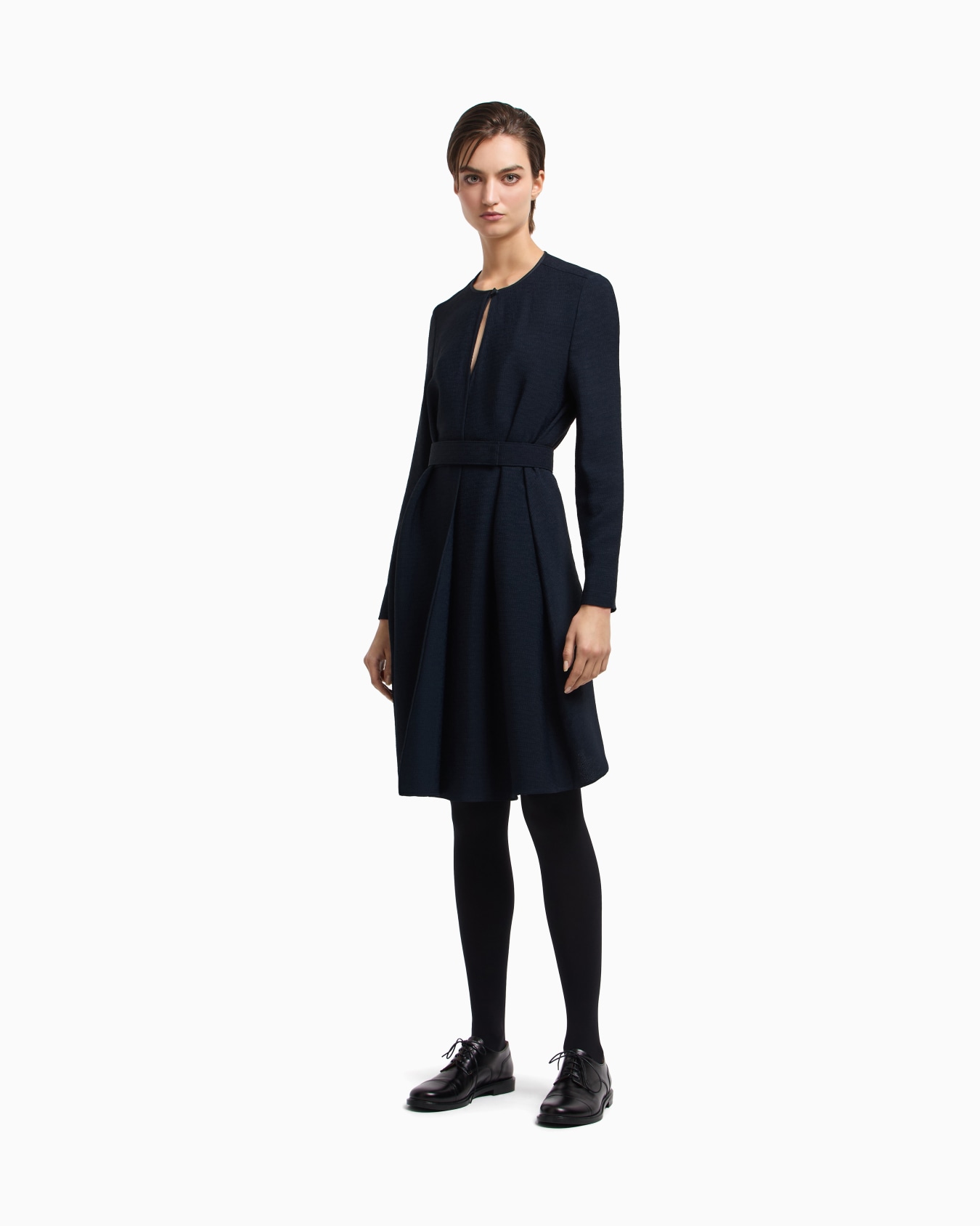 Icon fluid armure fabric dress with belt Slide 3
