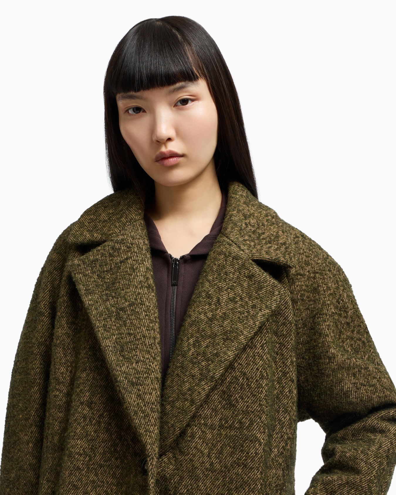 New York capsule collection bouclé wool-blend coat Slide 5