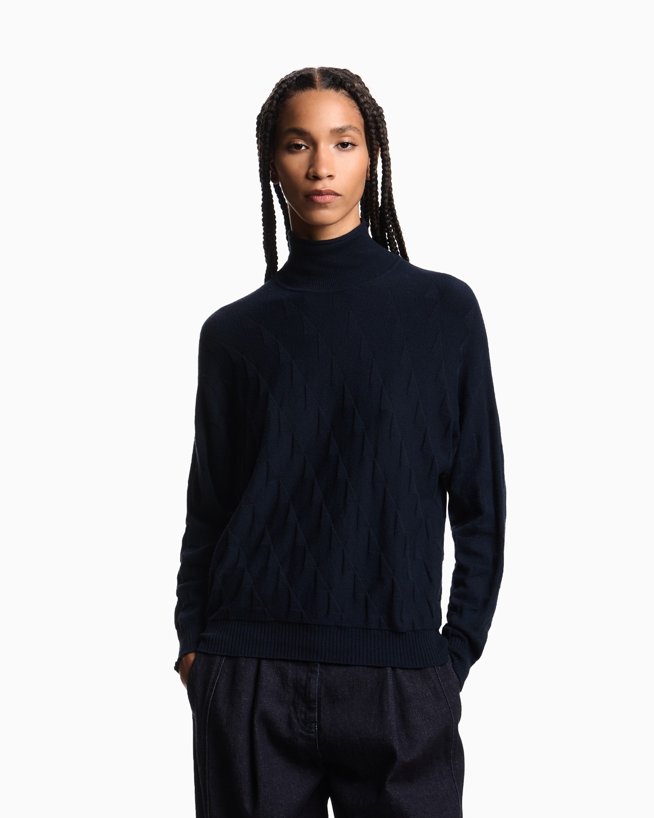 Maglione collo lupetto con motivo rombi Icon Slide 3