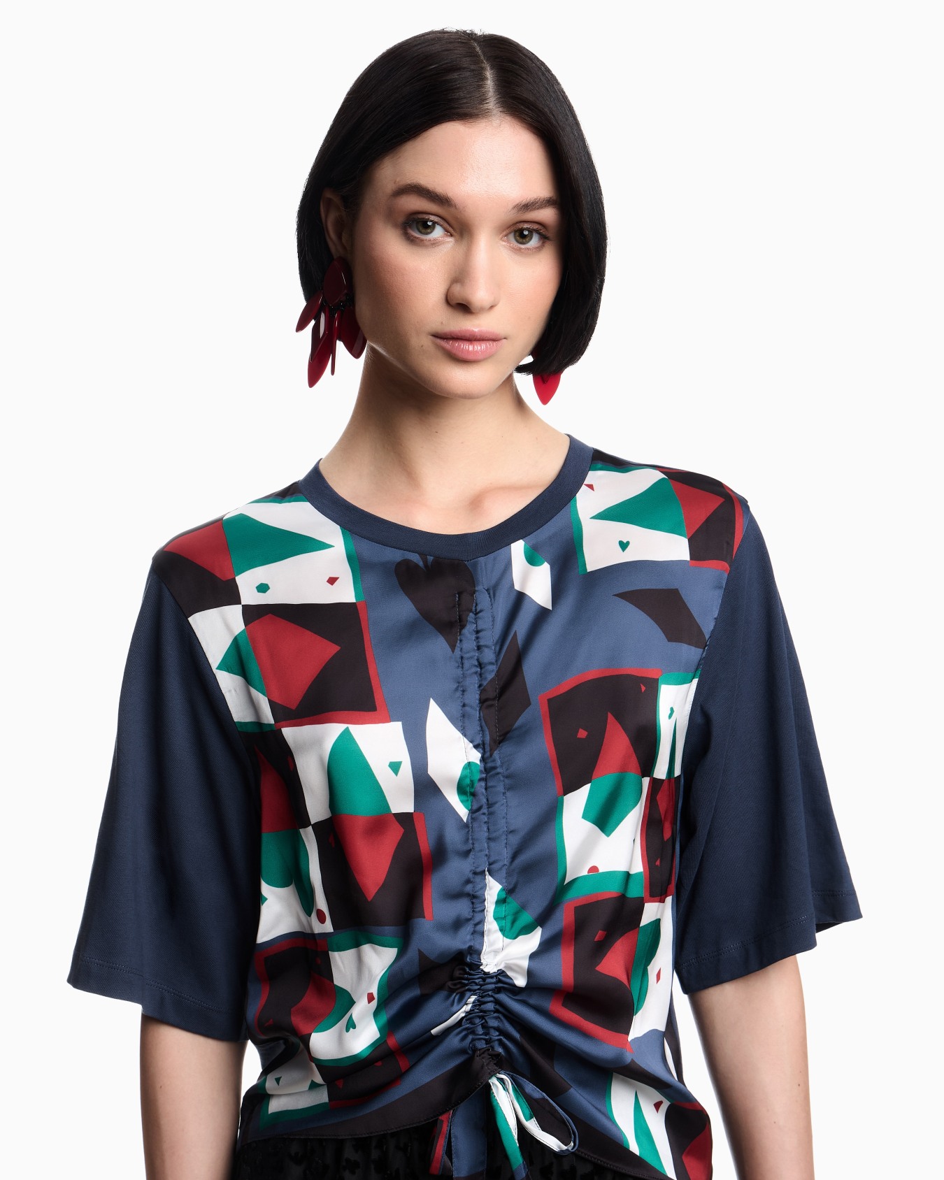 T-shirt in jersey con pannello in satin ASV Slide 4