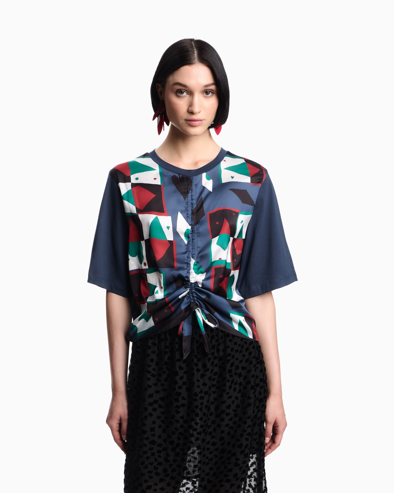 T-shirt in jersey con pannello in satin ASV Slide 3