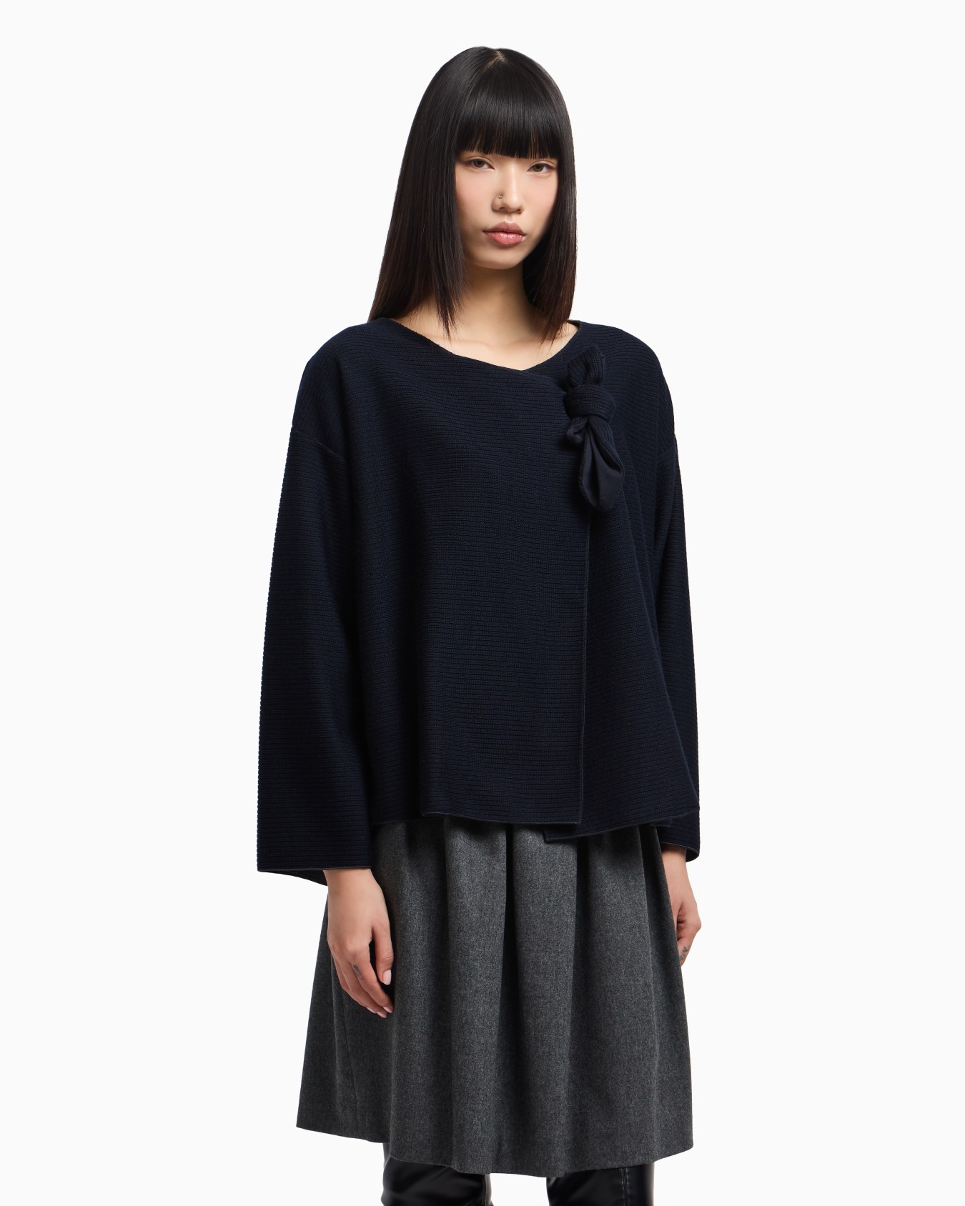 Icon ribbed jacquard jersey jacket with bow Slide 4