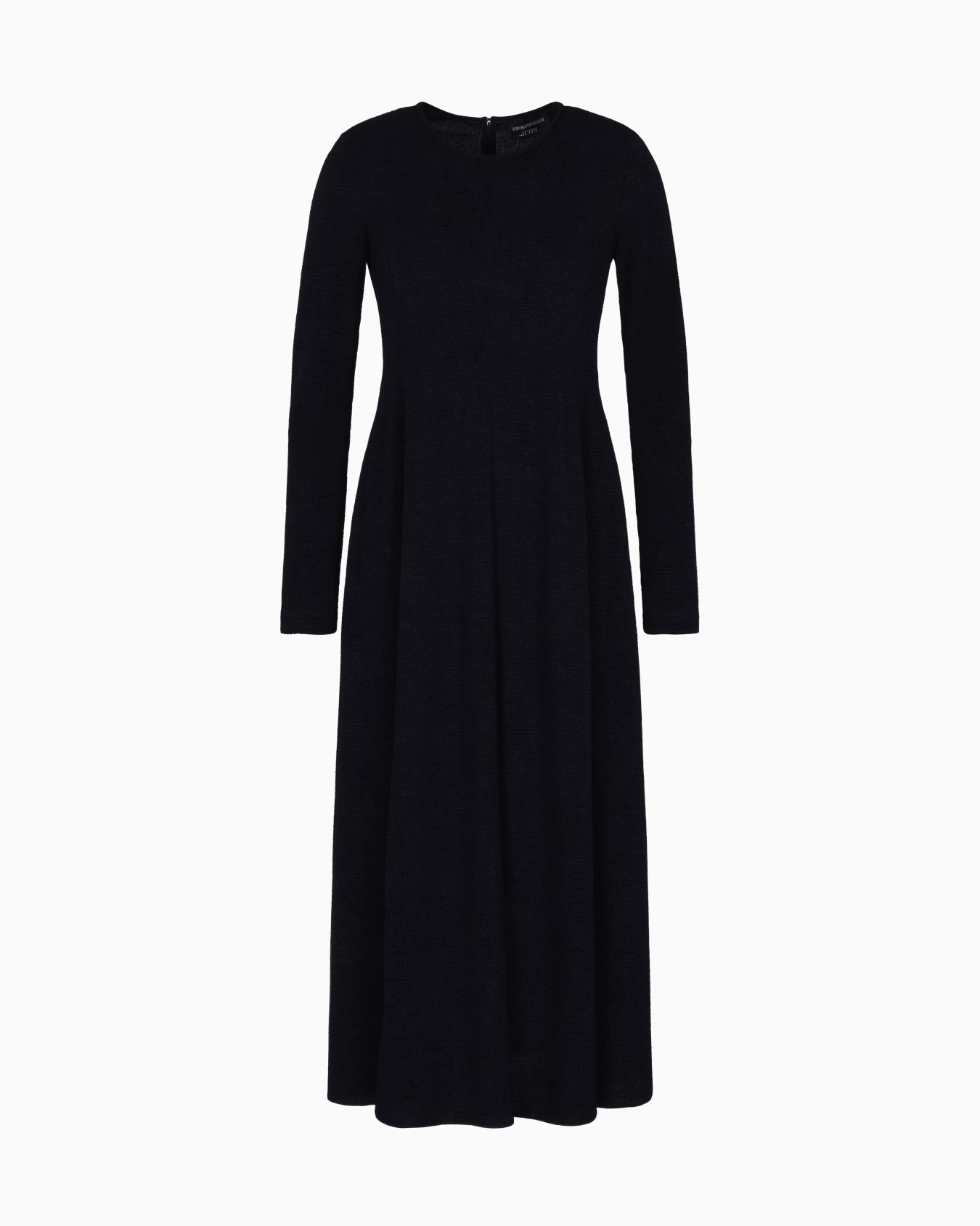 Icon crêpe-look interlock jersey long dress with flocked pattern Slide 0