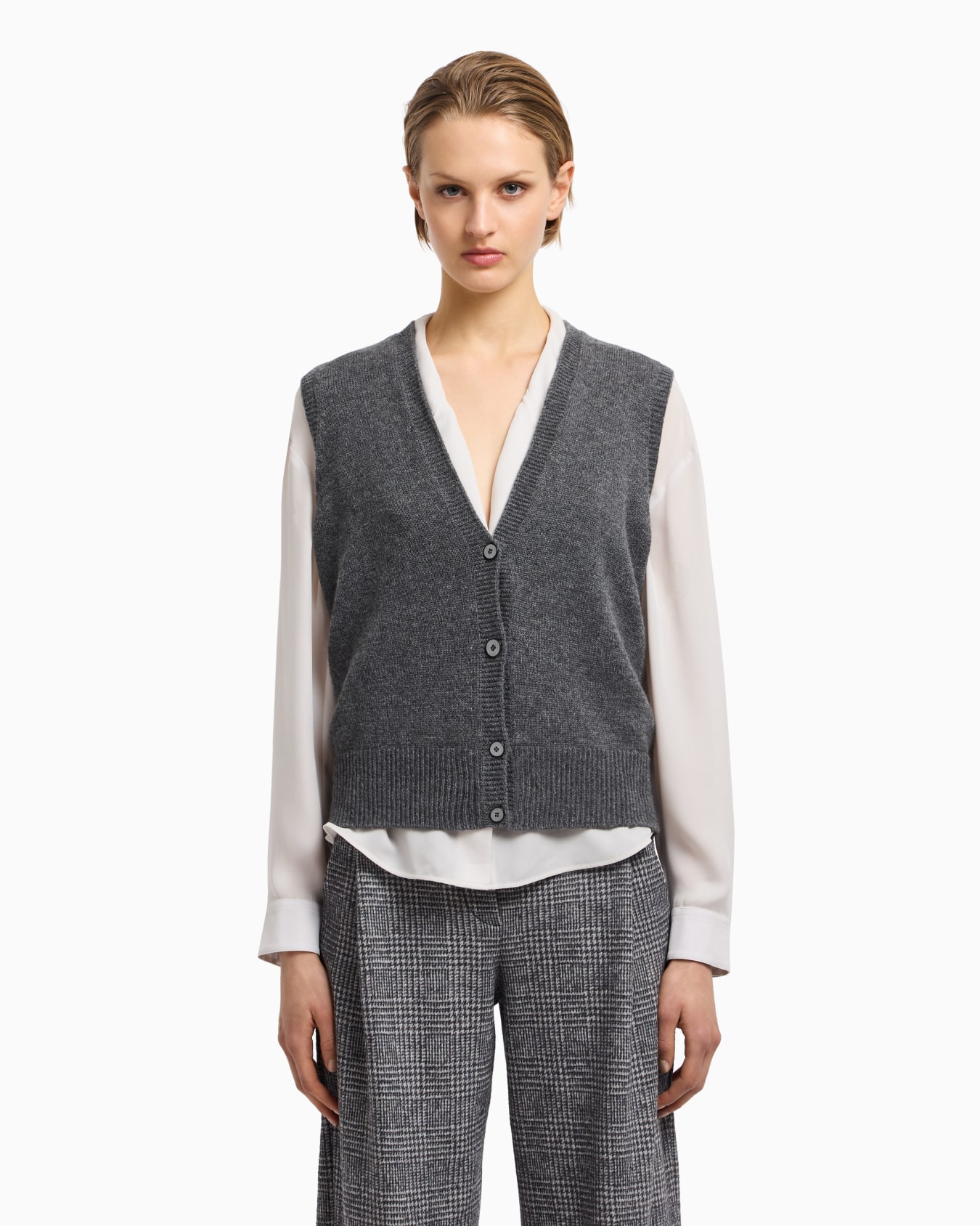Gilet monopetto in puro cashmere rasato Icon Slide 4