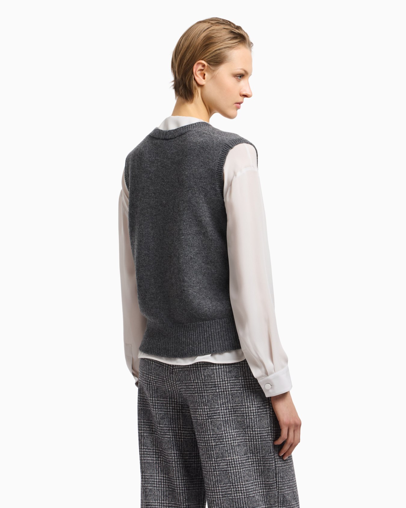 Gilet monopetto in puro cashmere rasato Icon Slide 3