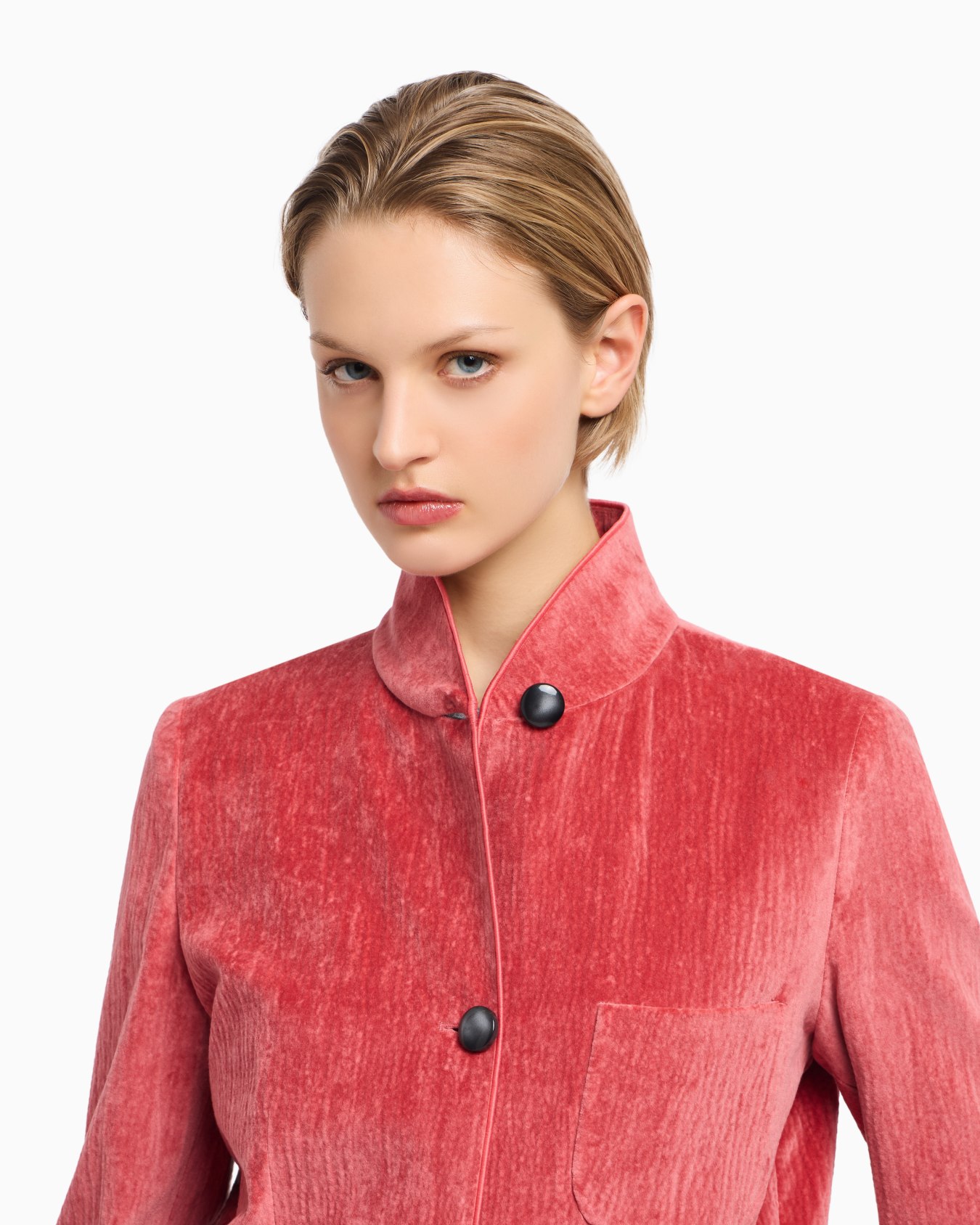 Seersucker velvet jacket with guru collar Slide 5