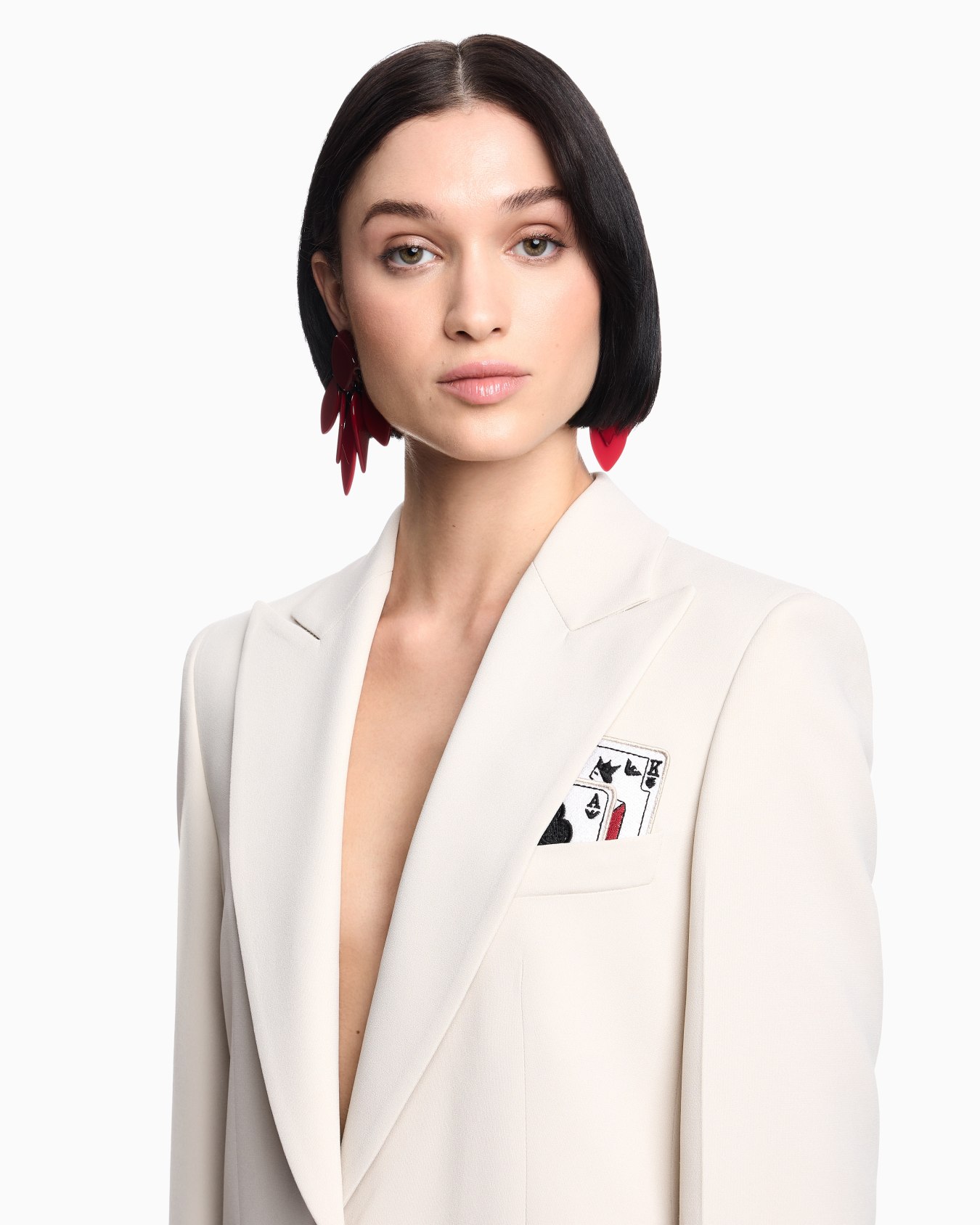 Single-breasted blazer in envers satin with Jeu de Cartes detail  Slide 4