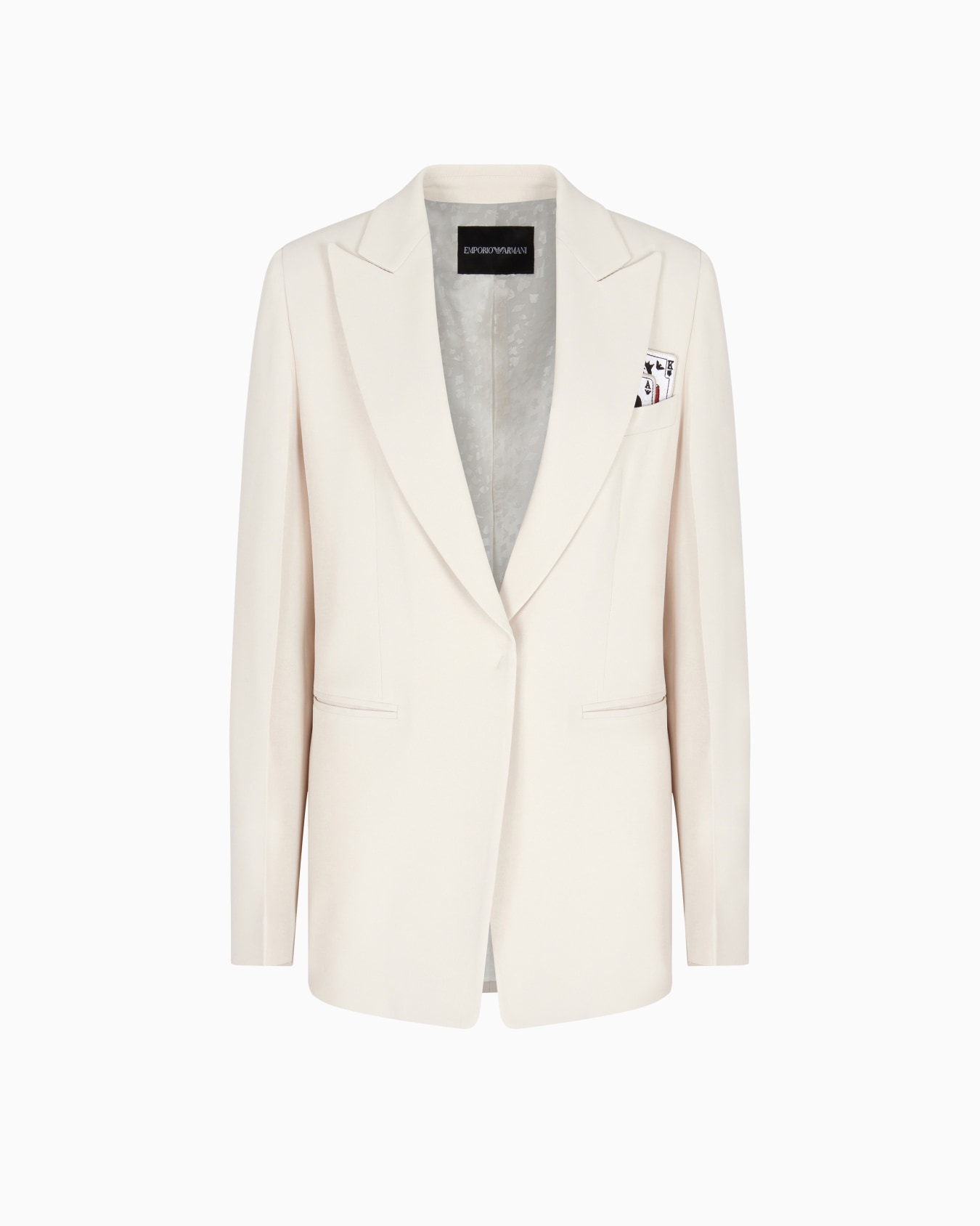 Single-breasted blazer in envers satin with Jeu de Cartes detail  Slide 0