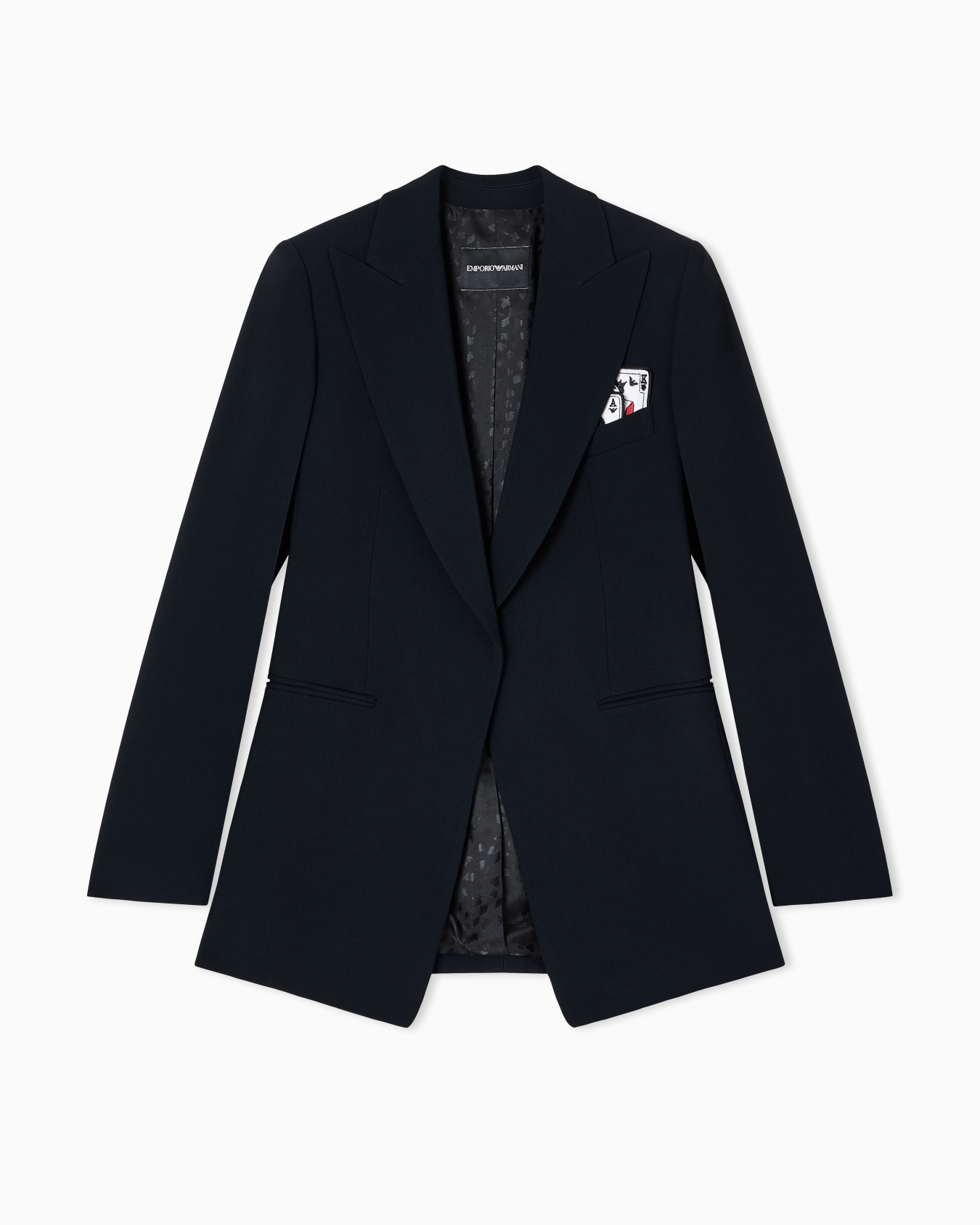 Blazer à simple boutonnage en envers satin avec détail jeu de Cartes  Diapositive 0