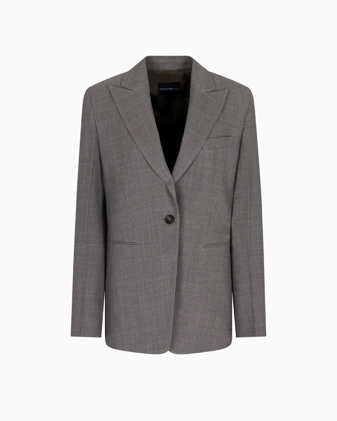 Single-breasted blazer in mouliné wool crêpe Slide 0