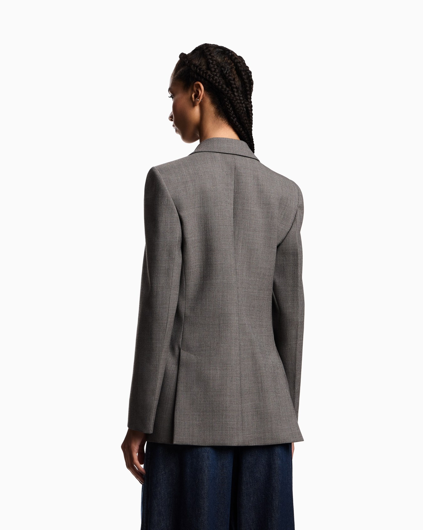 Single-breasted blazer in mouliné wool crêpe Slide 2