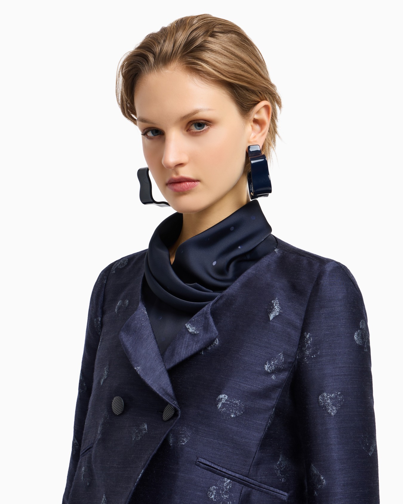 Chaqueta de abotonadura doble de mezcla de lana con motivo Jeu de Cartes en tejido jacquard Diapositiva 5