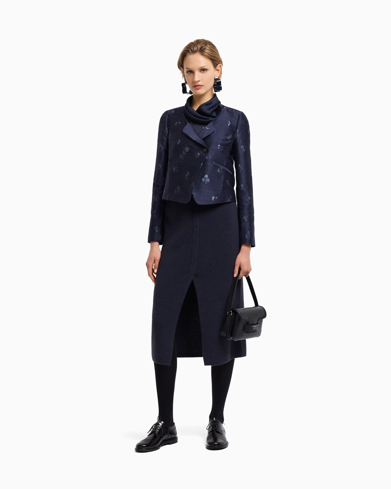Chaqueta de abotonadura doble de mezcla de lana con motivo Jeu de Cartes en tejido jacquard Diapositiva 2