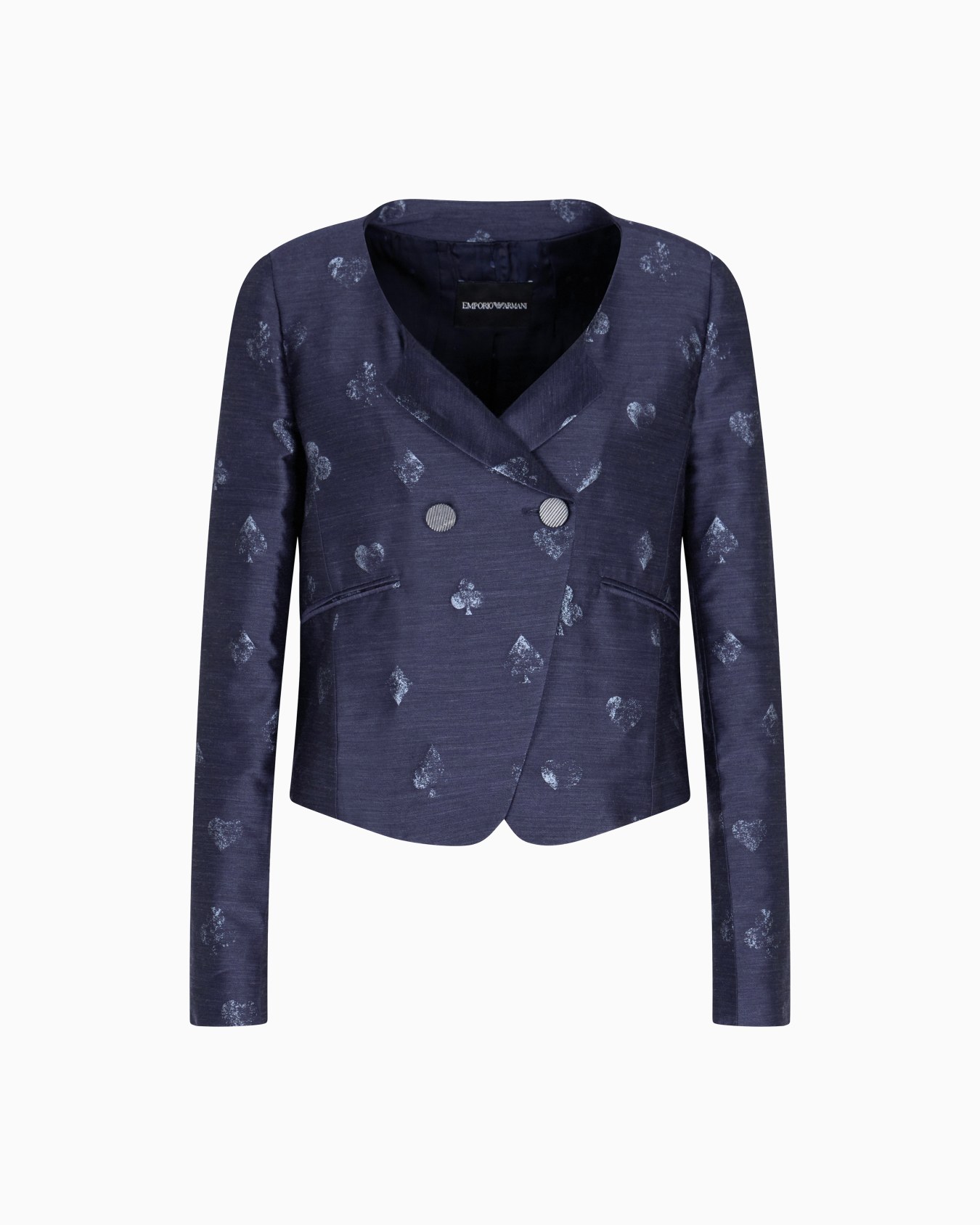 Chaqueta de abotonadura doble de mezcla de lana con motivo Jeu de Cartes en tejido jacquard Diapositiva 0