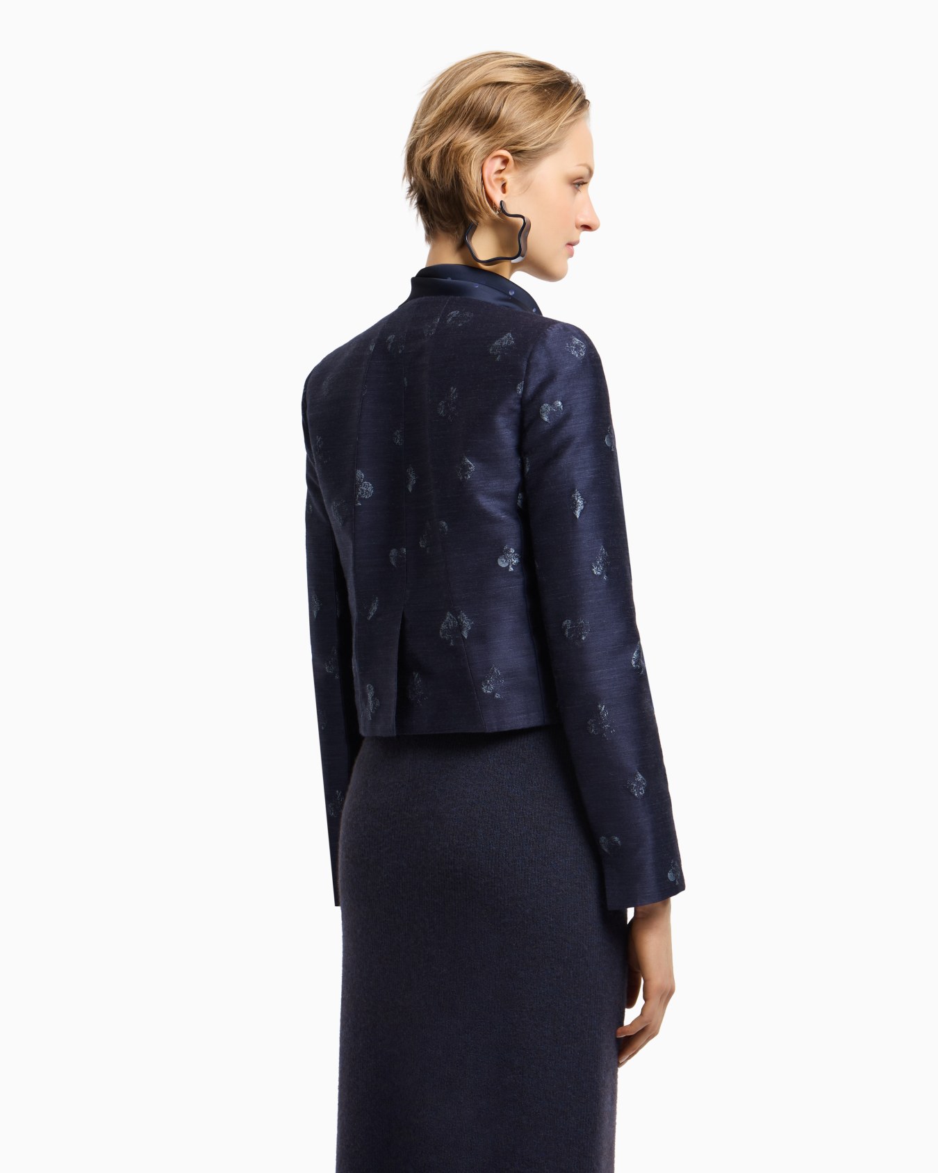 Chaqueta de abotonadura doble de mezcla de lana con motivo Jeu de Cartes en tejido jacquard Diapositiva 3