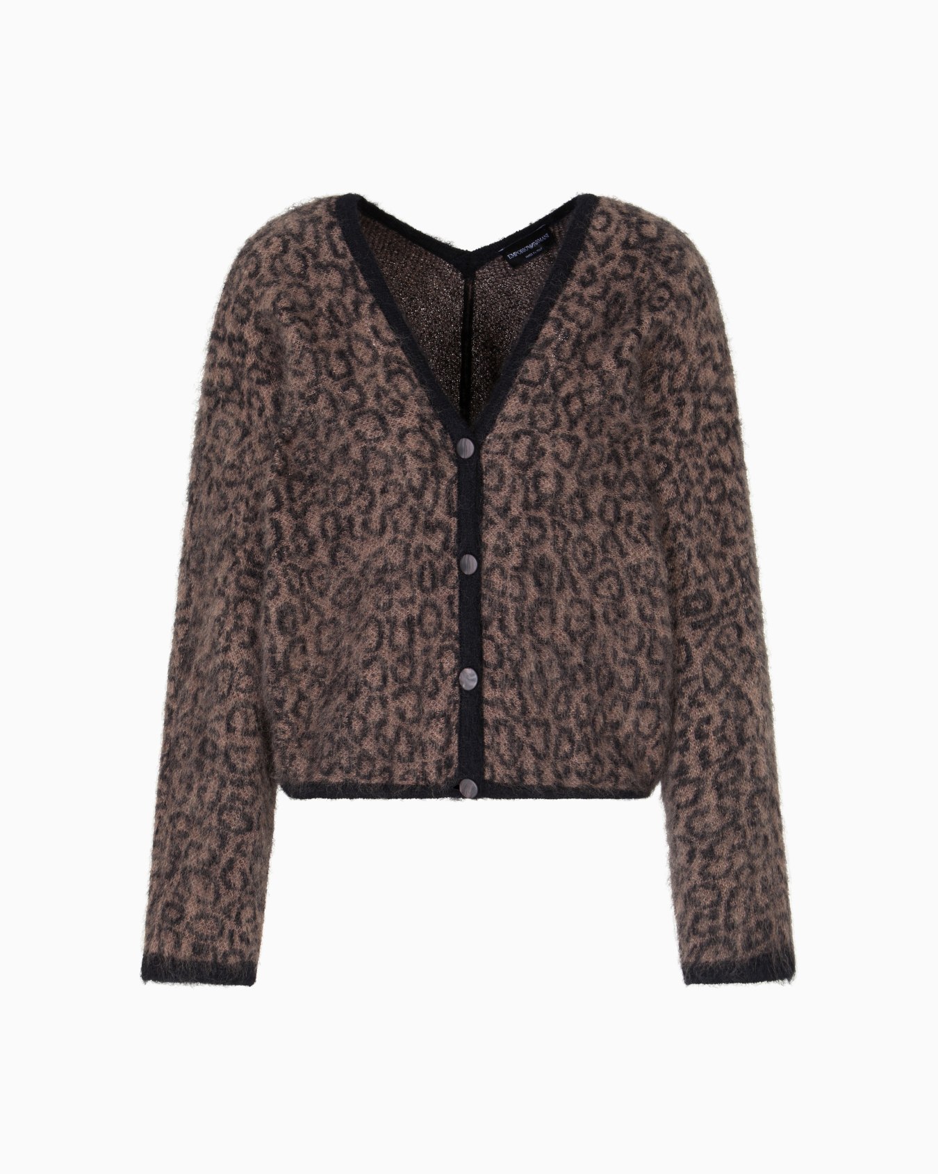 Cardigan à col en V en mélange de laine et mohair jacquard avec motif all over Diapositive 0