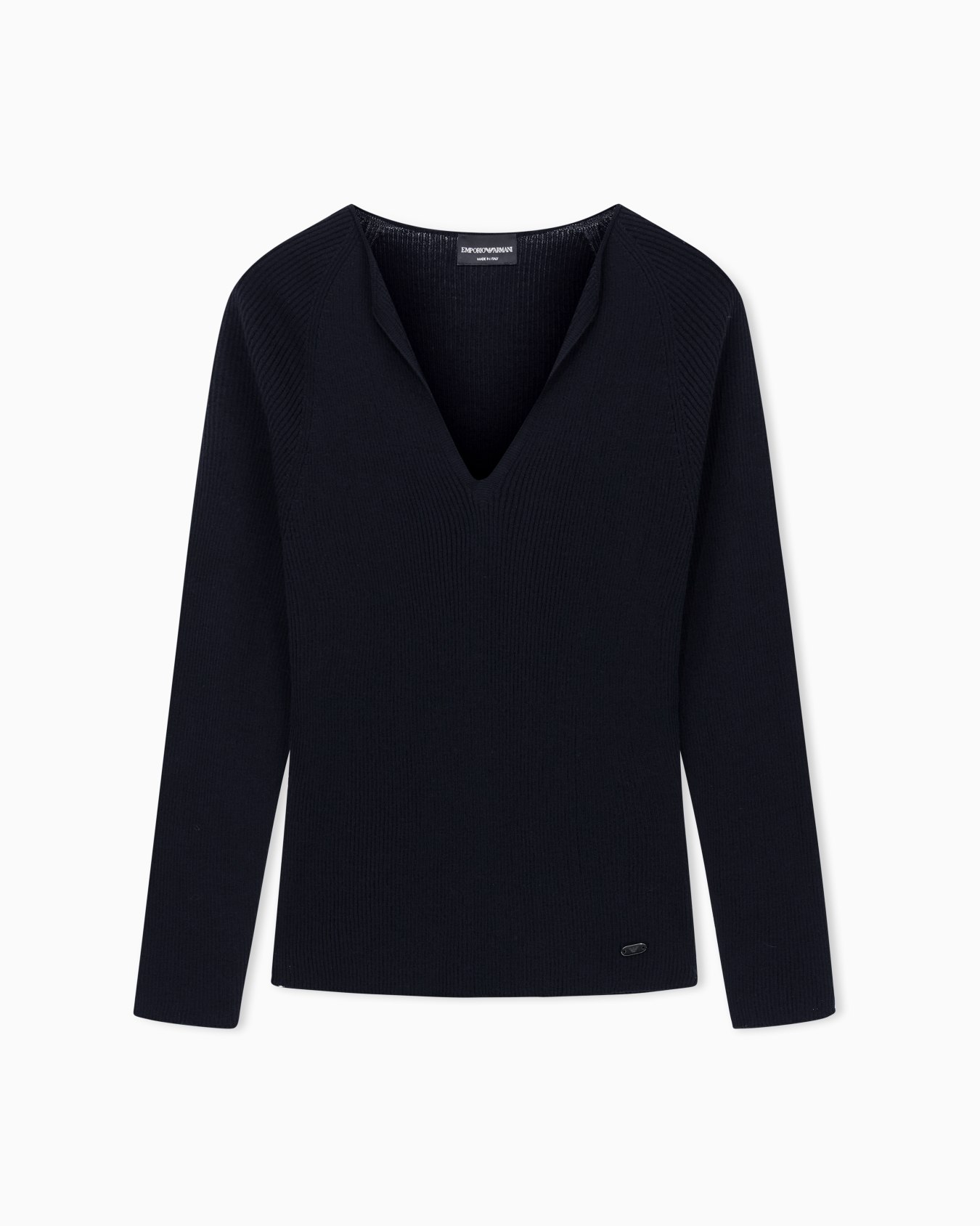 Polygon capsule collection virgin wool blend V-neck jumper Slide 0