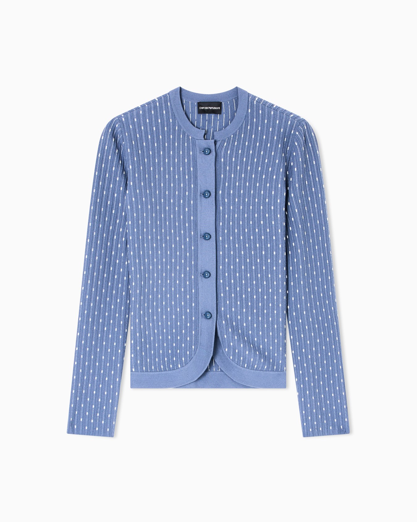 Unifarbener Strick-Cardigan aus Viskose in Jacquard-Stoff-Verarbeitung mit Tupfen Folie 0