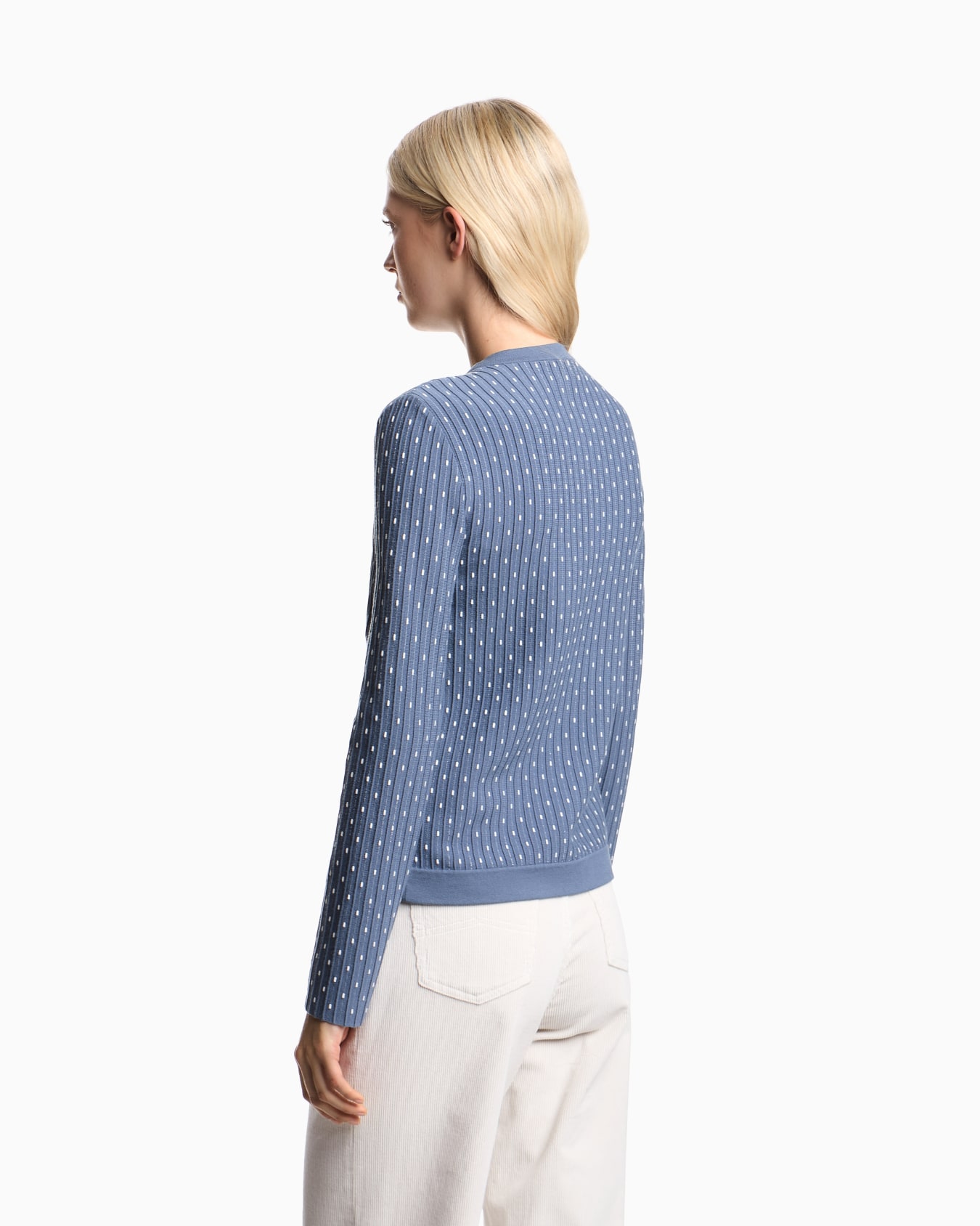 Polka-dot viscose-jacquard plain-knit cardigan Slide 2