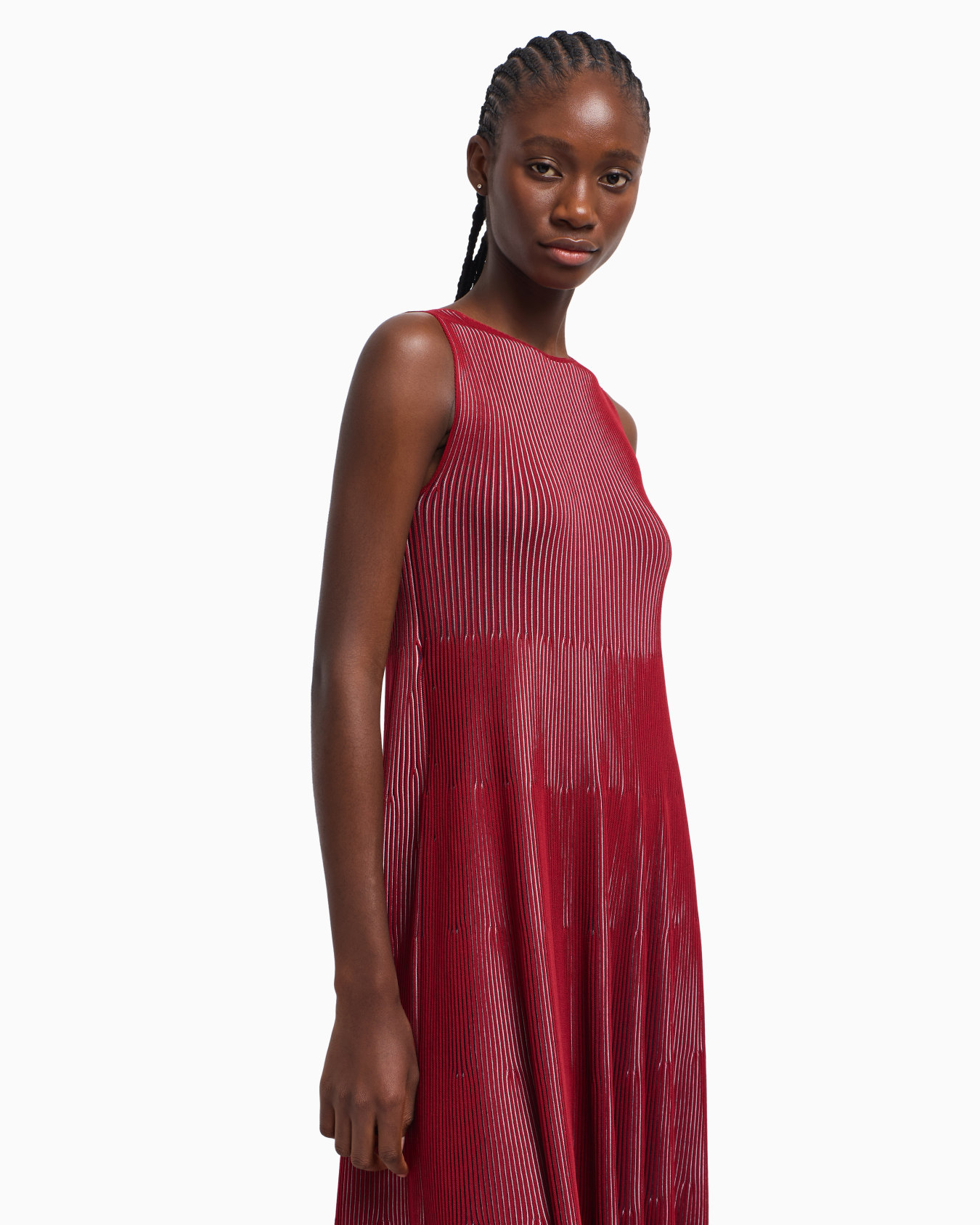 Sleeveless dress in knit front and back plated effect Slide 5
