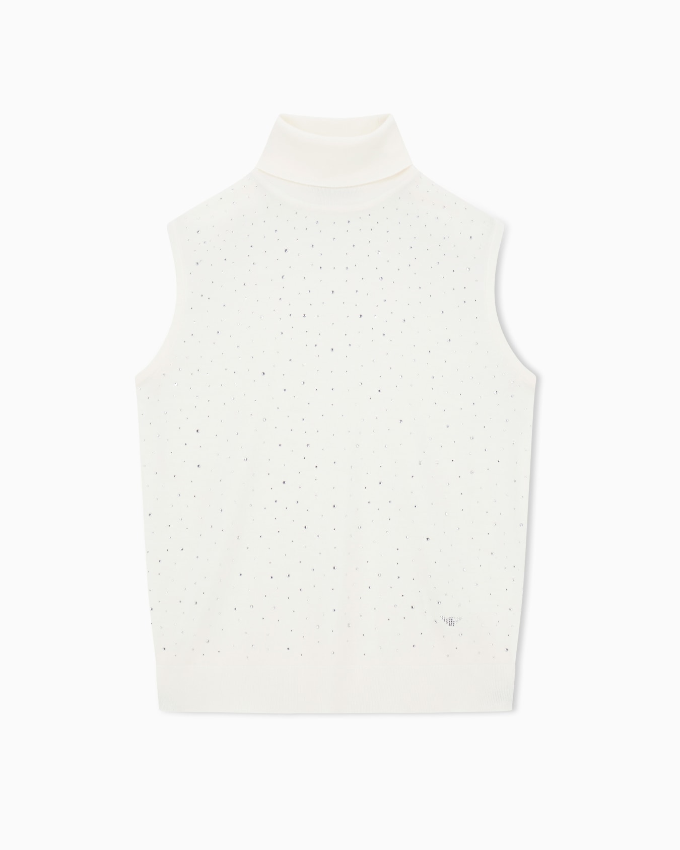 Top dolcevita in lana vergine rasata con micro strass Slide 0
