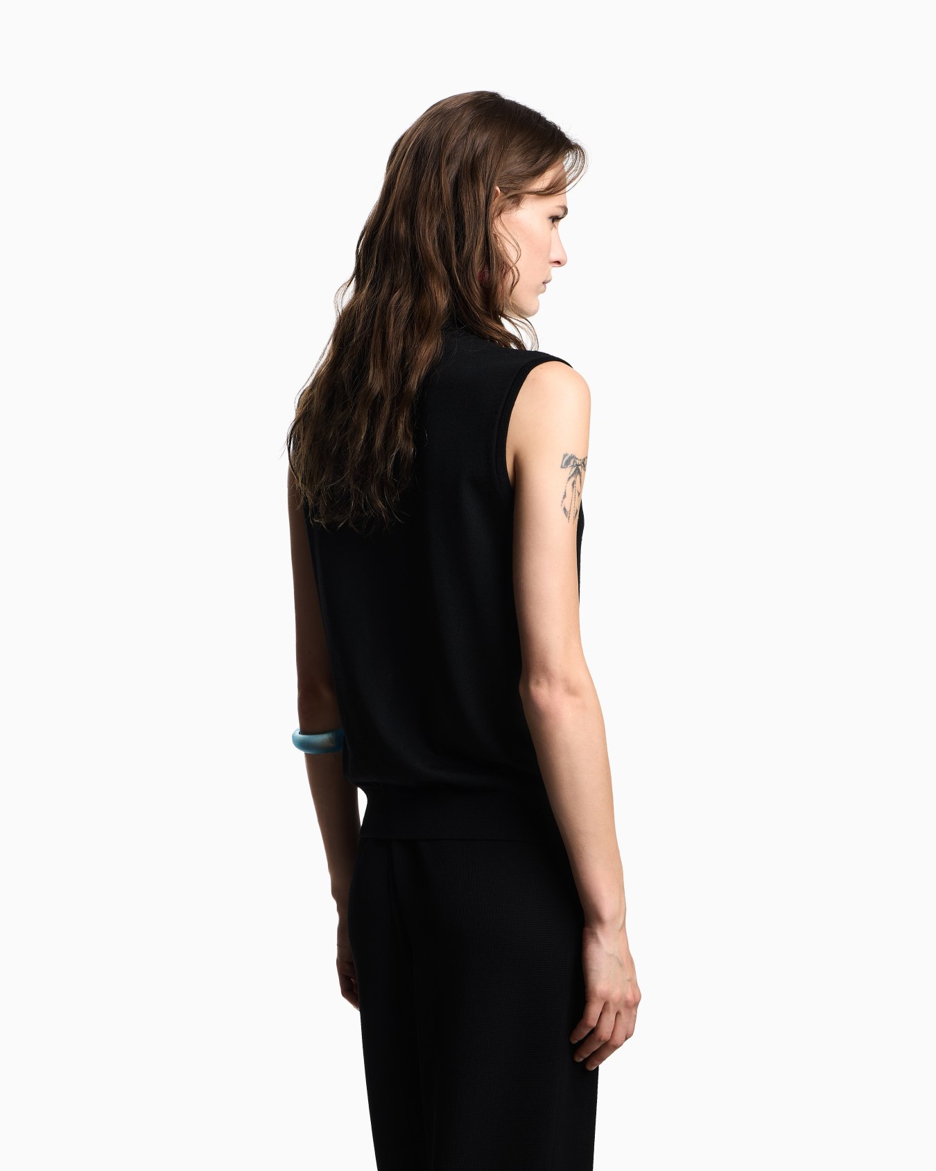 Plain-knit virgin wool rollneck top with micro rhinestones Slide 2