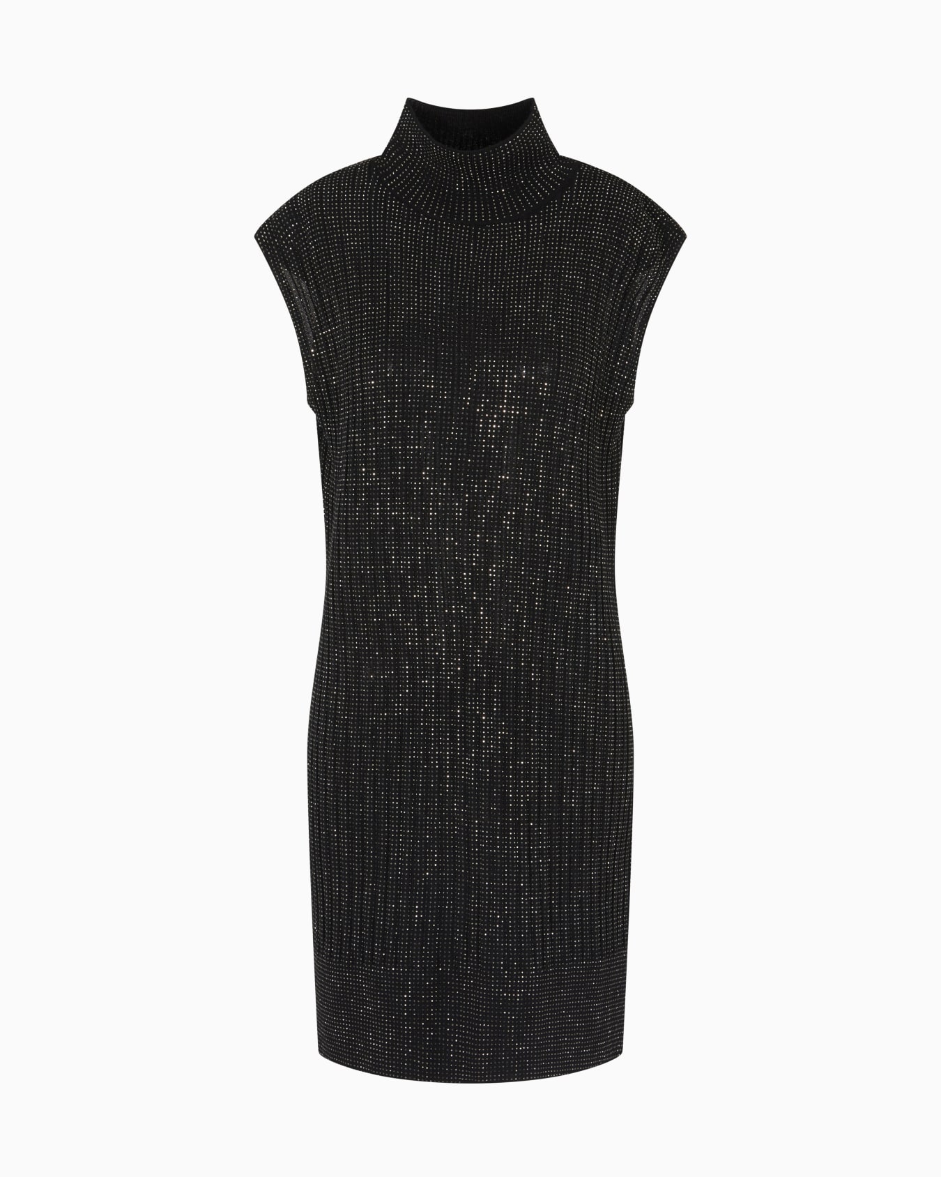 Plain-knit virgin wool-blend sleeveless dress with all-over rhinestones Slide 0