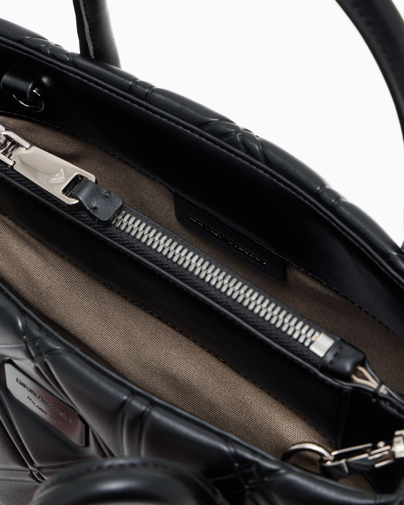 Nappa leather-effect shopper bag with embossed motif Slide 3