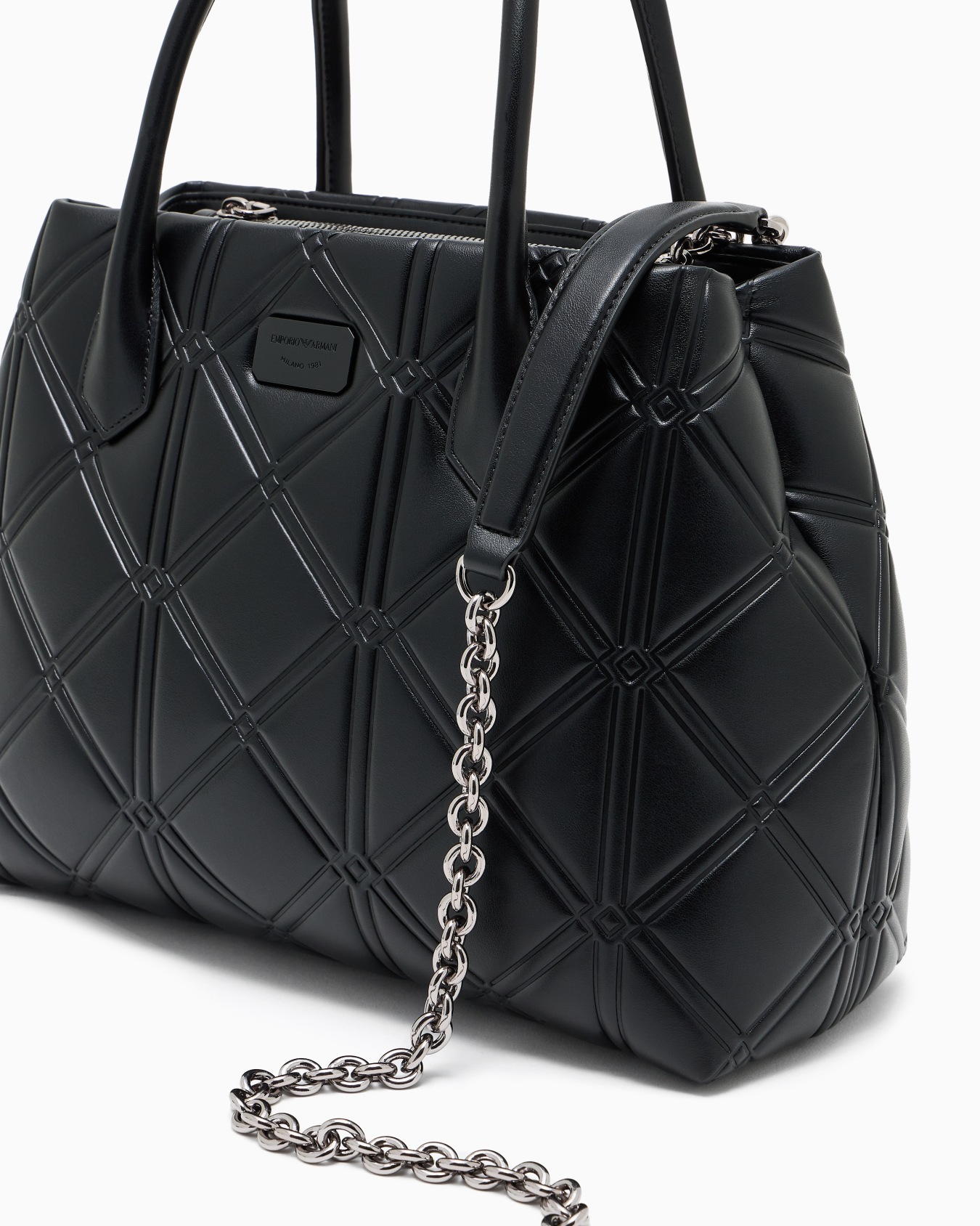 Nappa leather-effect shopper bag with embossed motif Slide 4