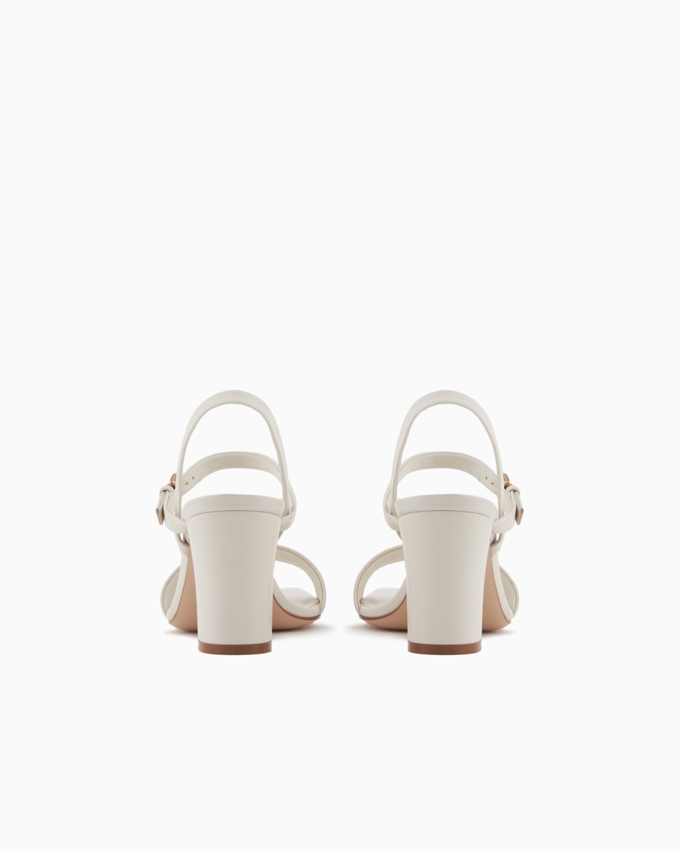 Nappa-leather heeled sandals with eagle plate Slide 3