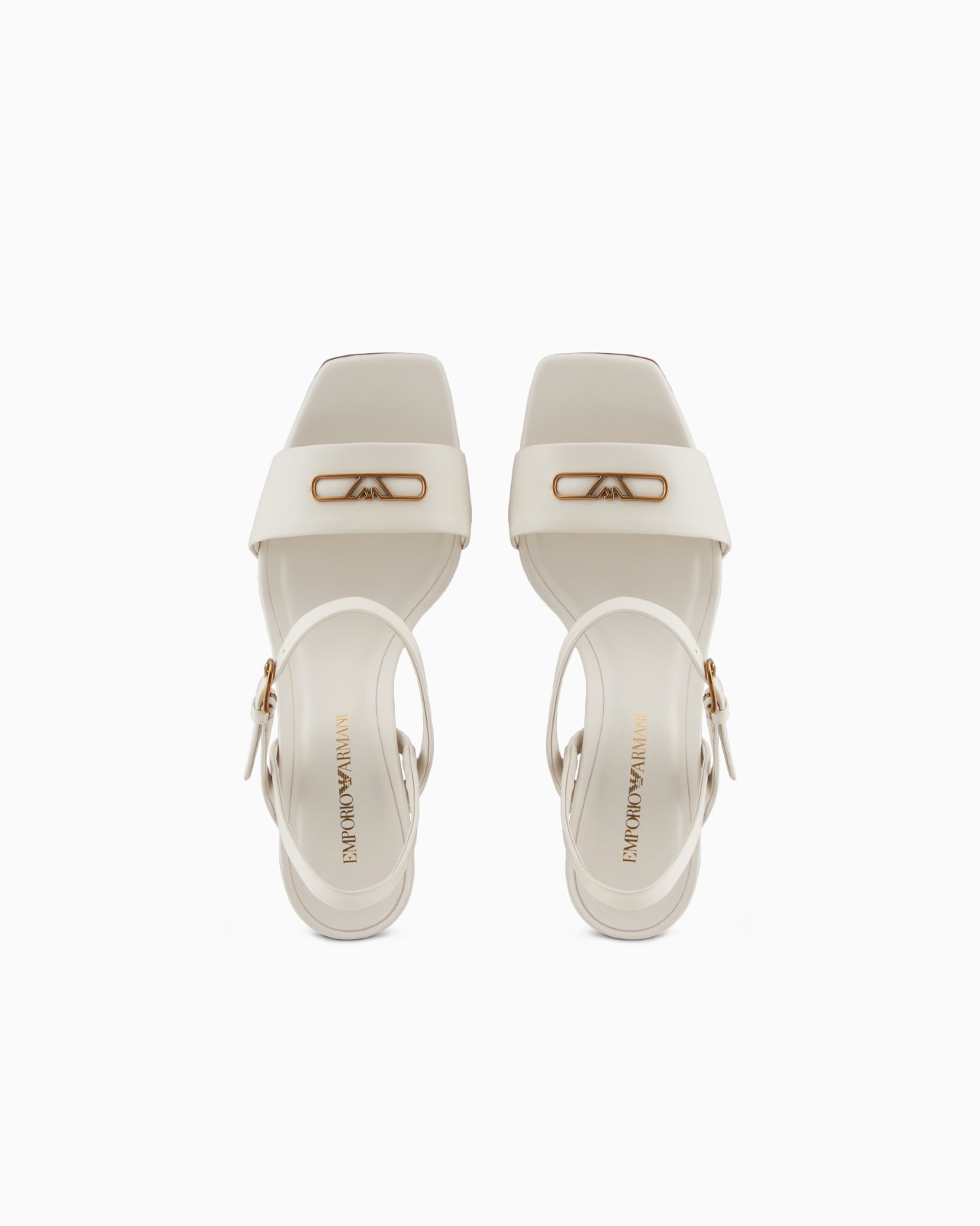 Nappa-leather heeled sandals with eagle plate Slide 2