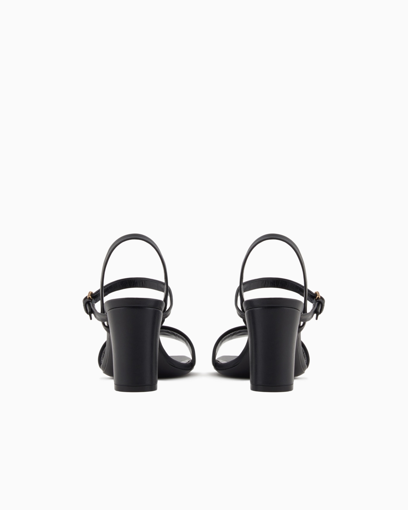 Nappa-leather heeled sandals with eagle plate Slide 3