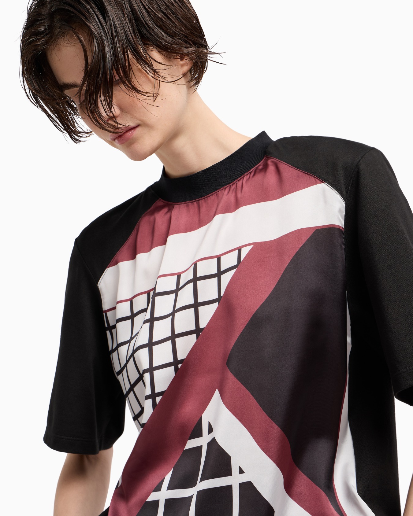 Polygon capsule collection heavy jersey T-shirt with printed satin insert Slide 4