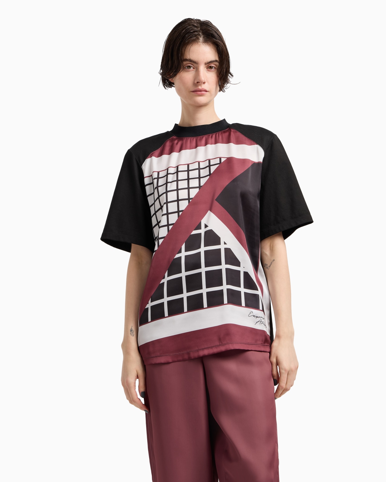 Polygon capsule collection heavy jersey T-shirt with printed satin insert Slide 3