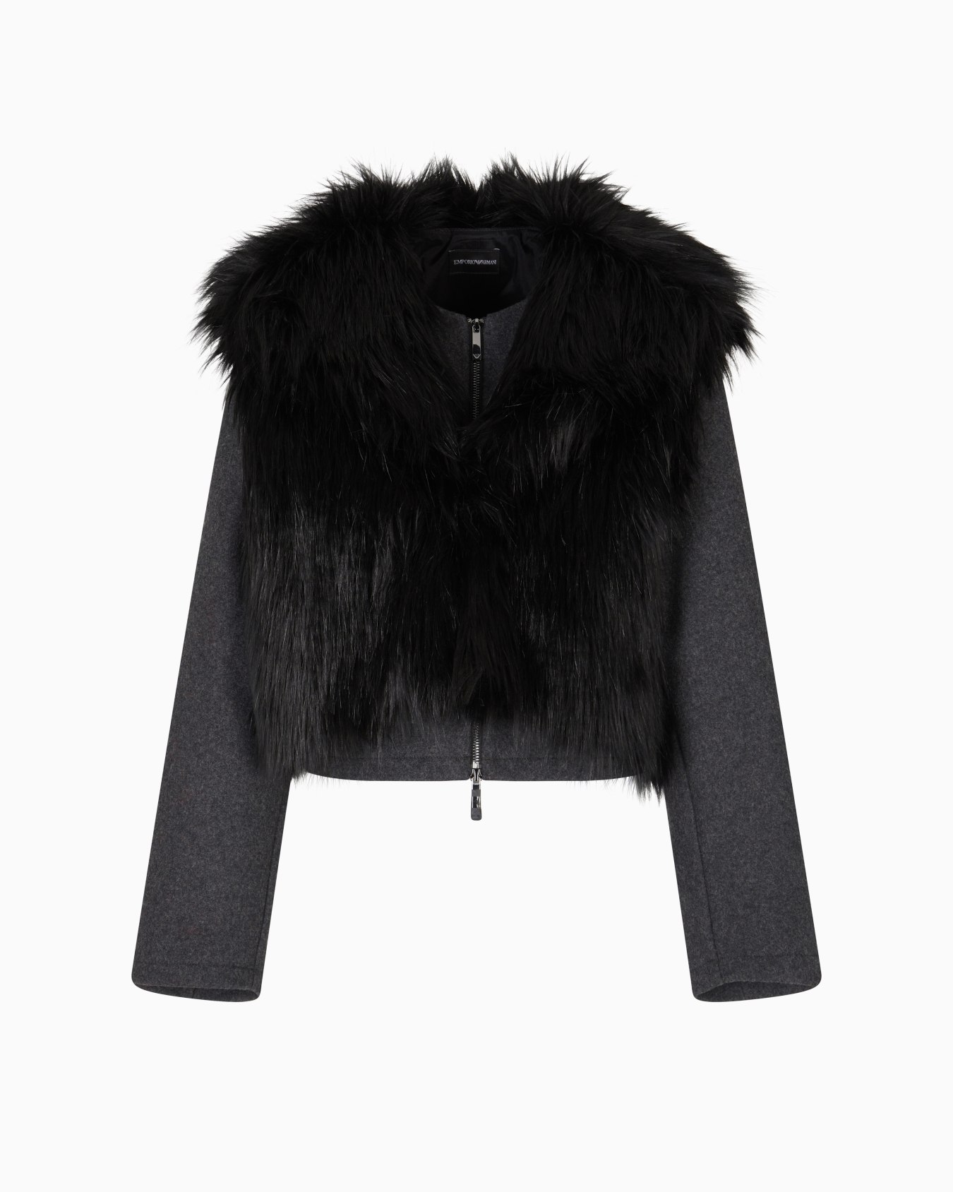 Veste 2 en 1 en tissu de laine avec gilet intérieur sans manches effet fourrure Capsule Polygon Diapositive 0