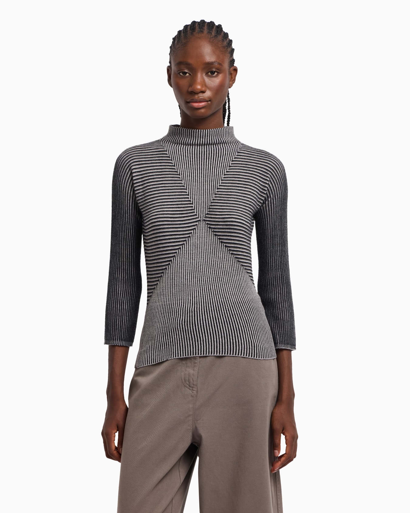 Jumper with striped links-stitch details Slide 3