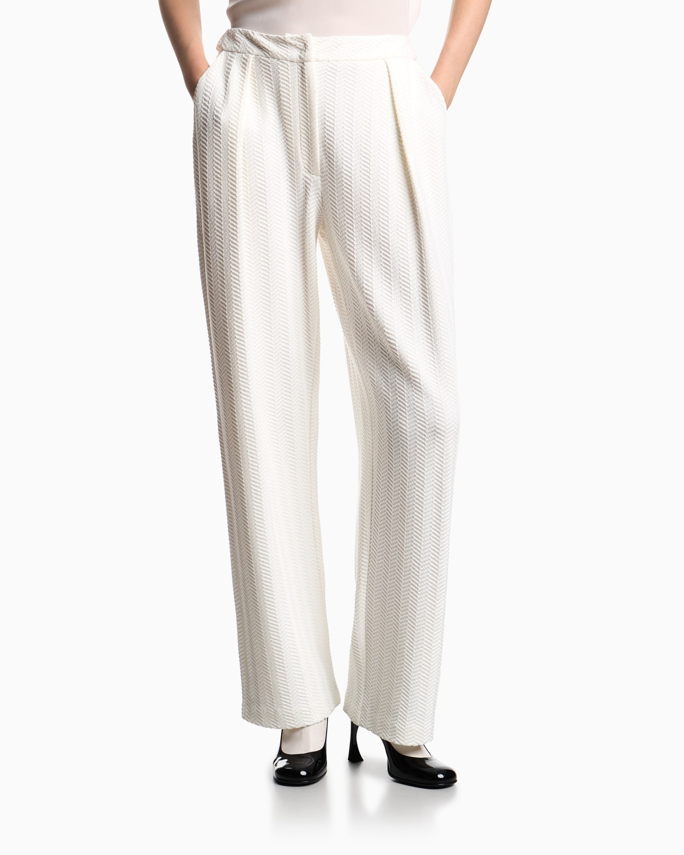 ASV chevron motif jersey trousers with pleats Slide 3